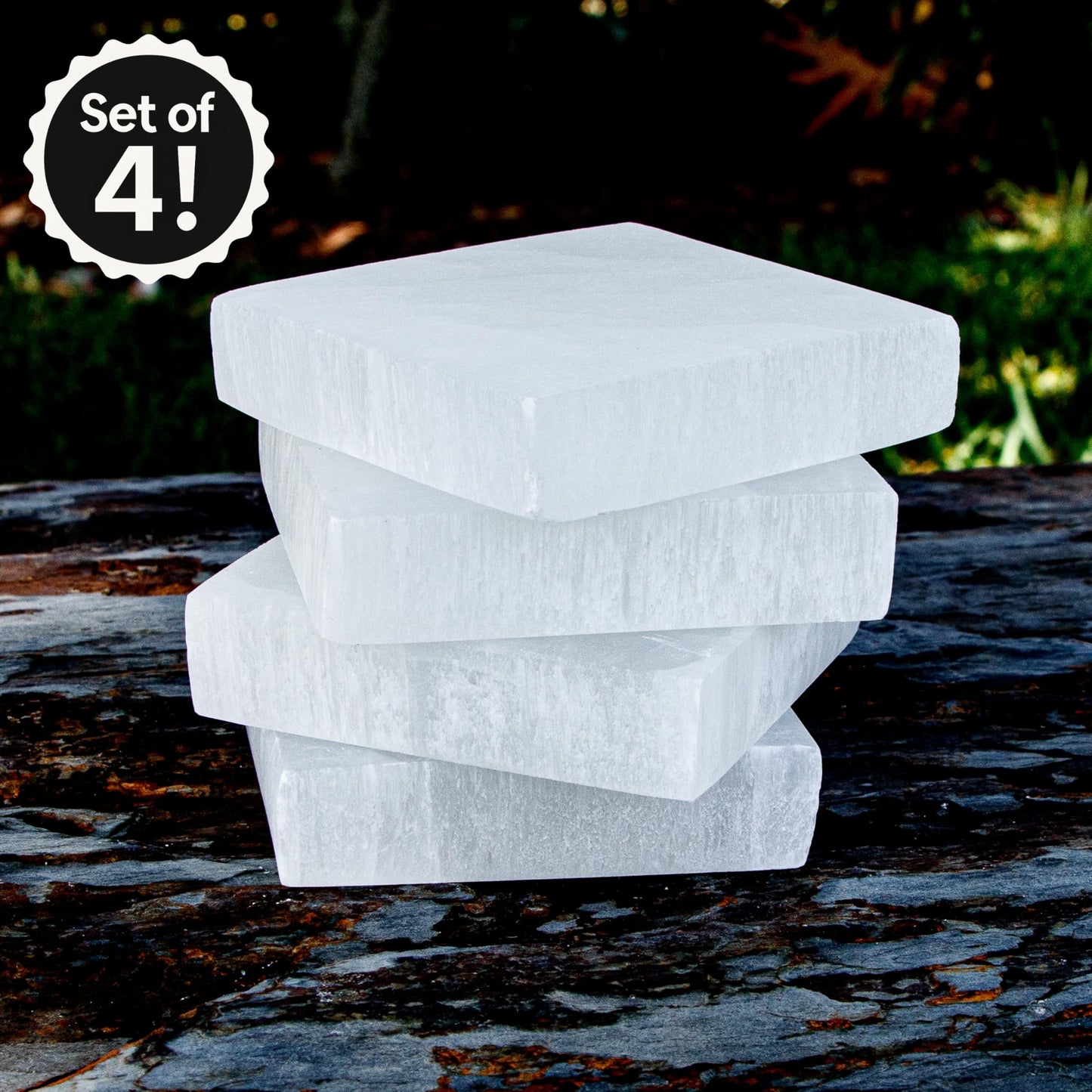 Om Zone Selenite Charging Plate for Cleansing Crystals & Healing Stones, Meditation, Reiki, Protection Crystals, Spiritual Gift (4, 3" Square)