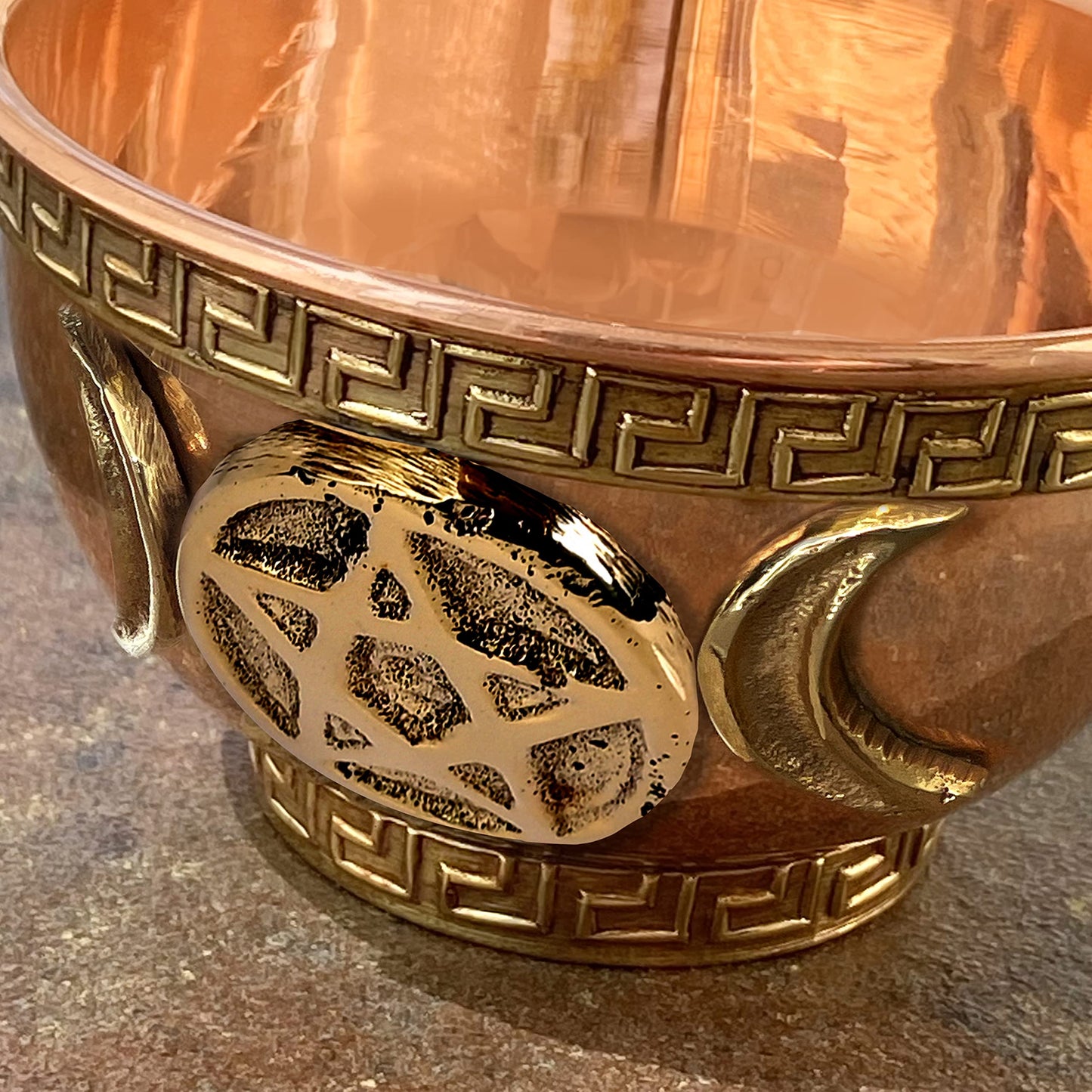 Triple Moon Copper Offering Bowl for Altar Use, Rituals, Incense, Smudging, and Decoration 3 Inches
