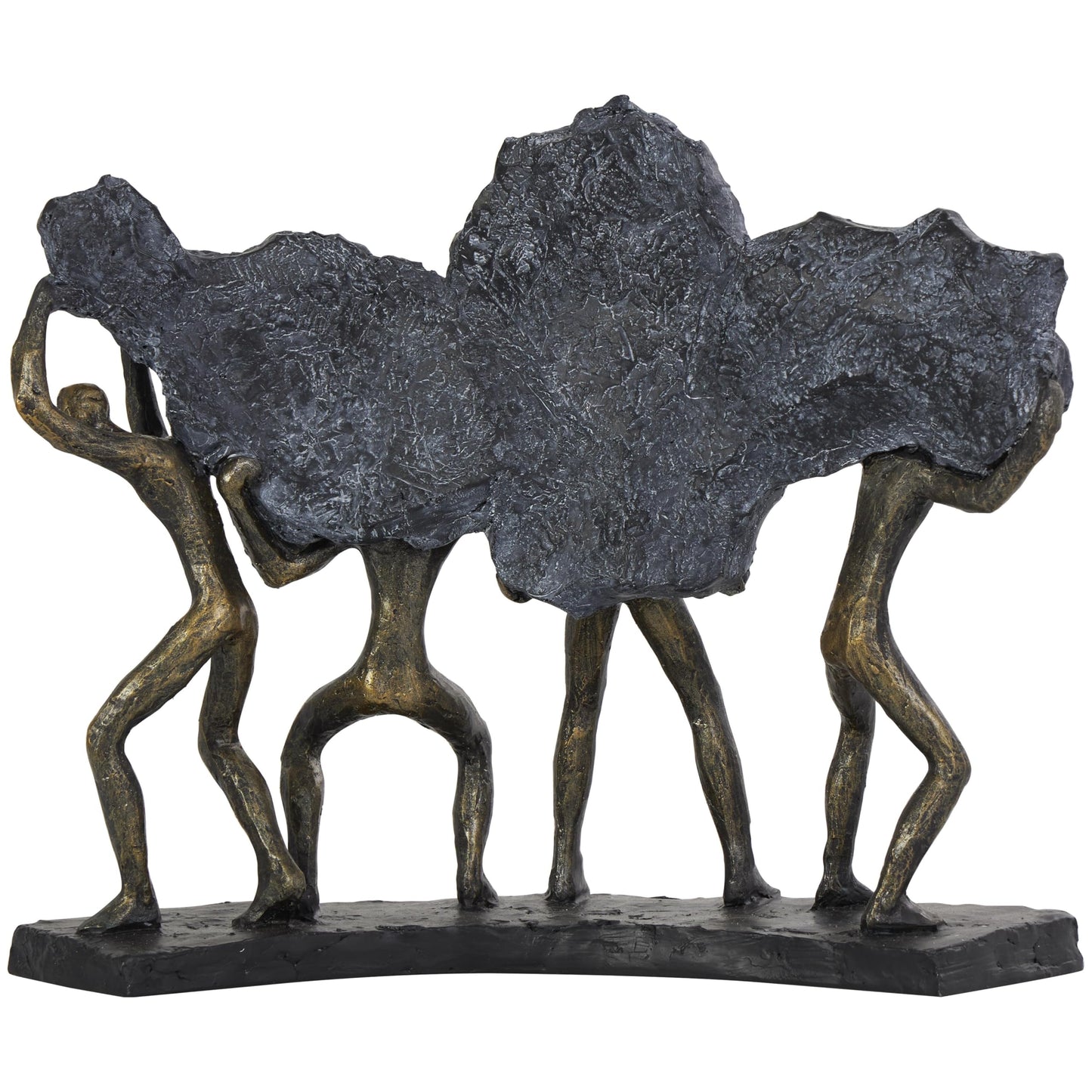 Deco 79 Polystone People Decorative Sculpture Carrying Stone Home Decor Statue, Accent Figurine 13" x 5" x 11", Bronze
