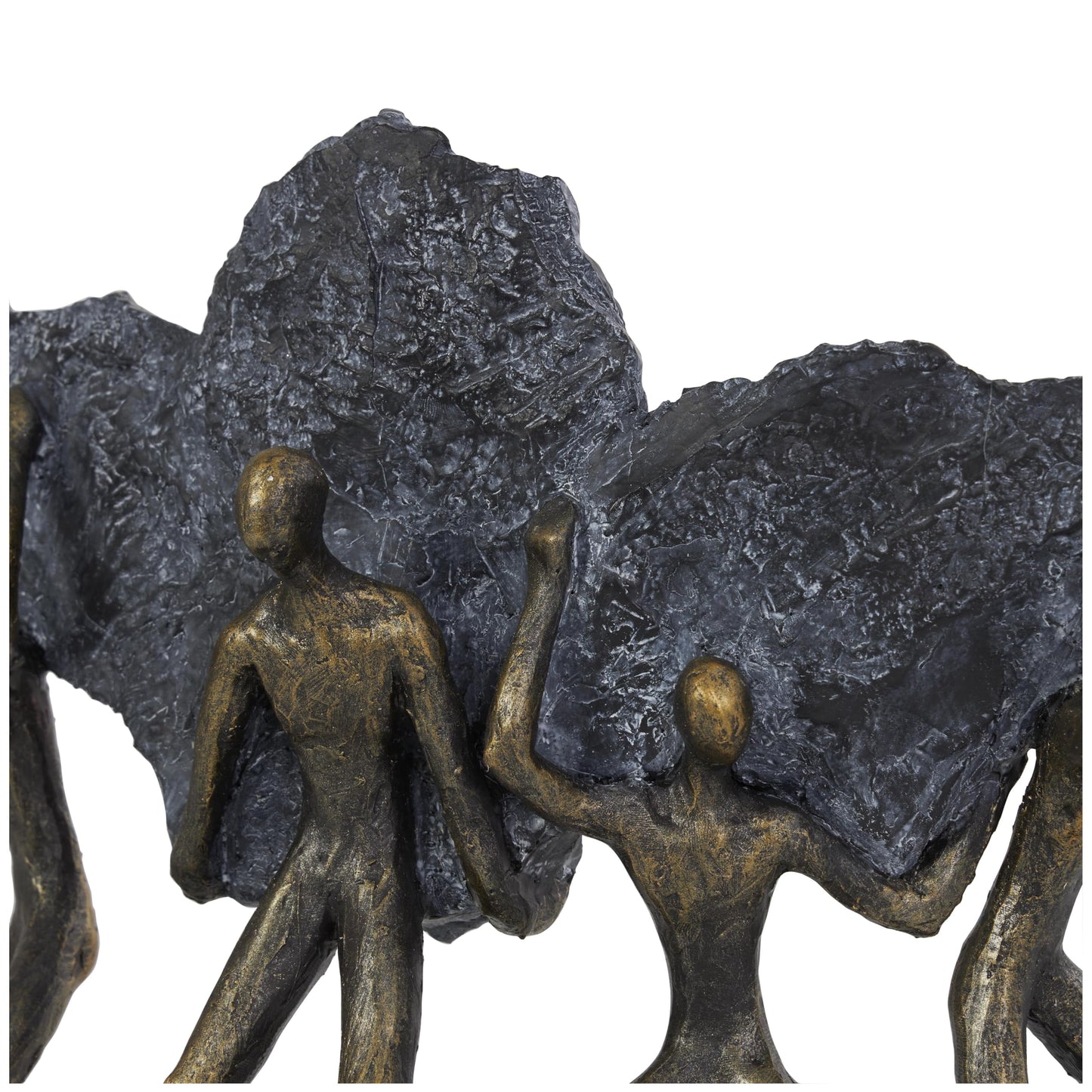 Deco 79 Polystone People Decorative Sculpture Carrying Stone Home Decor Statue, Accent Figurine 13" x 5" x 11", Bronze