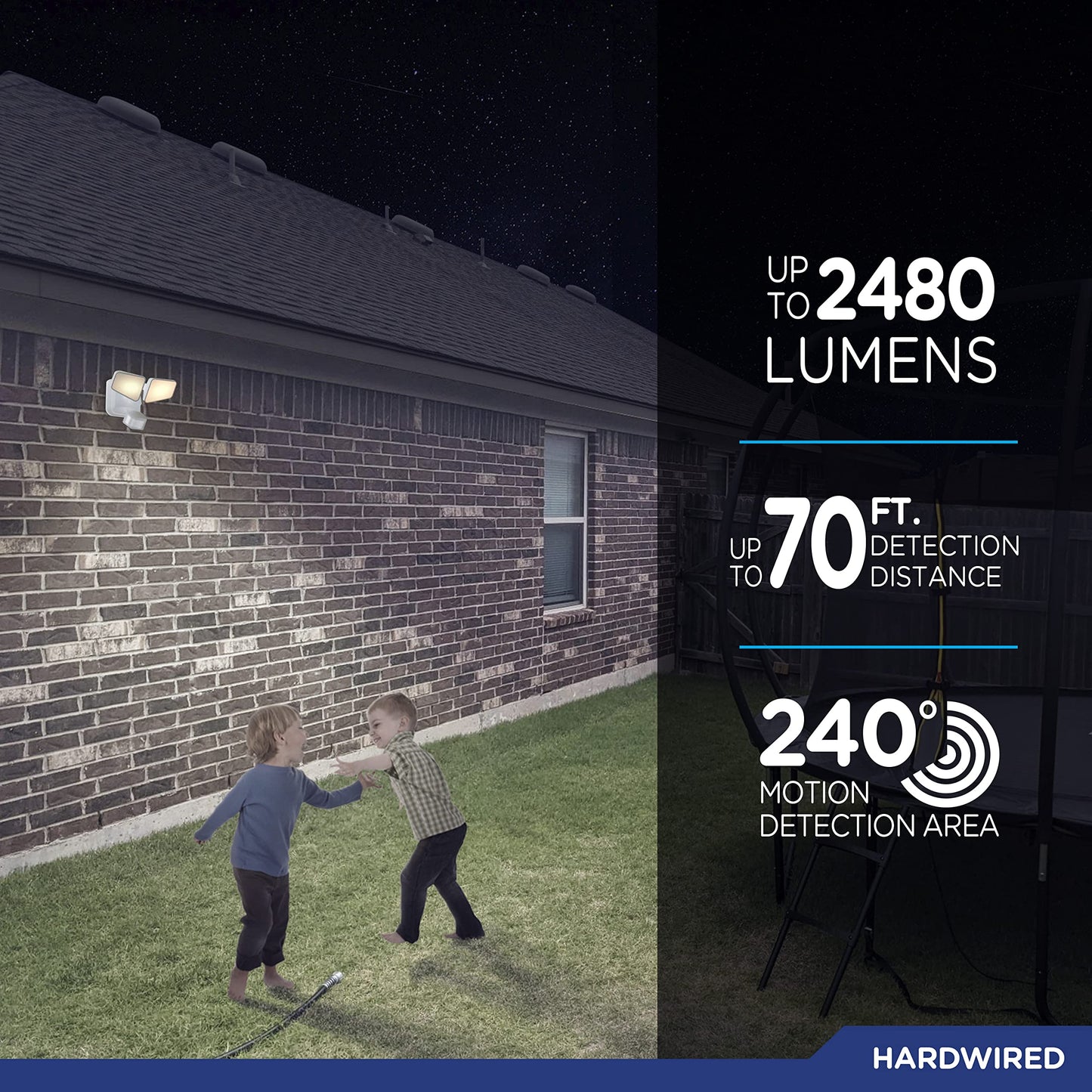 Enbrighten 2-in-1 LED Flood Light Outdoor, Security Light, 2480 Lumens, 2 Adjustable, 2200K-5000K, Motion Sensor Outdoor Light, White, 2 Head, Perfect for Driveway, Patio, Garage, and More, 40940