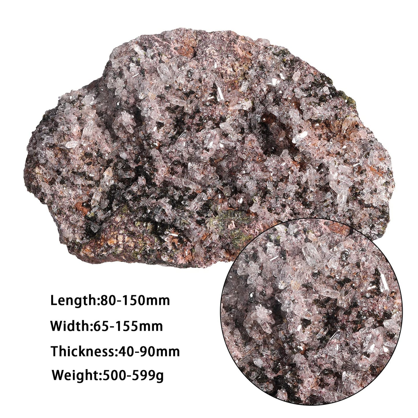 Nupuyai Natural Rough Epidote Stone for Home Decoration, Irregular Epidote Raw Crystal Cluster Specimen for Healing Reiki Balancing Meditation Yoga, 500-599g