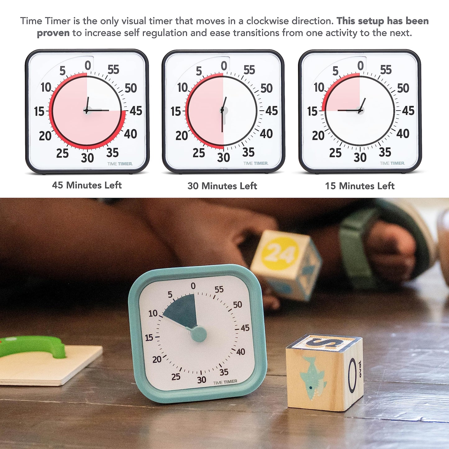 Time Timer MOD 60-Minute Visual Timer, Home Edition, Silent Operation, Study Tool for Homeschool and Office Use (Lake Day Blue)