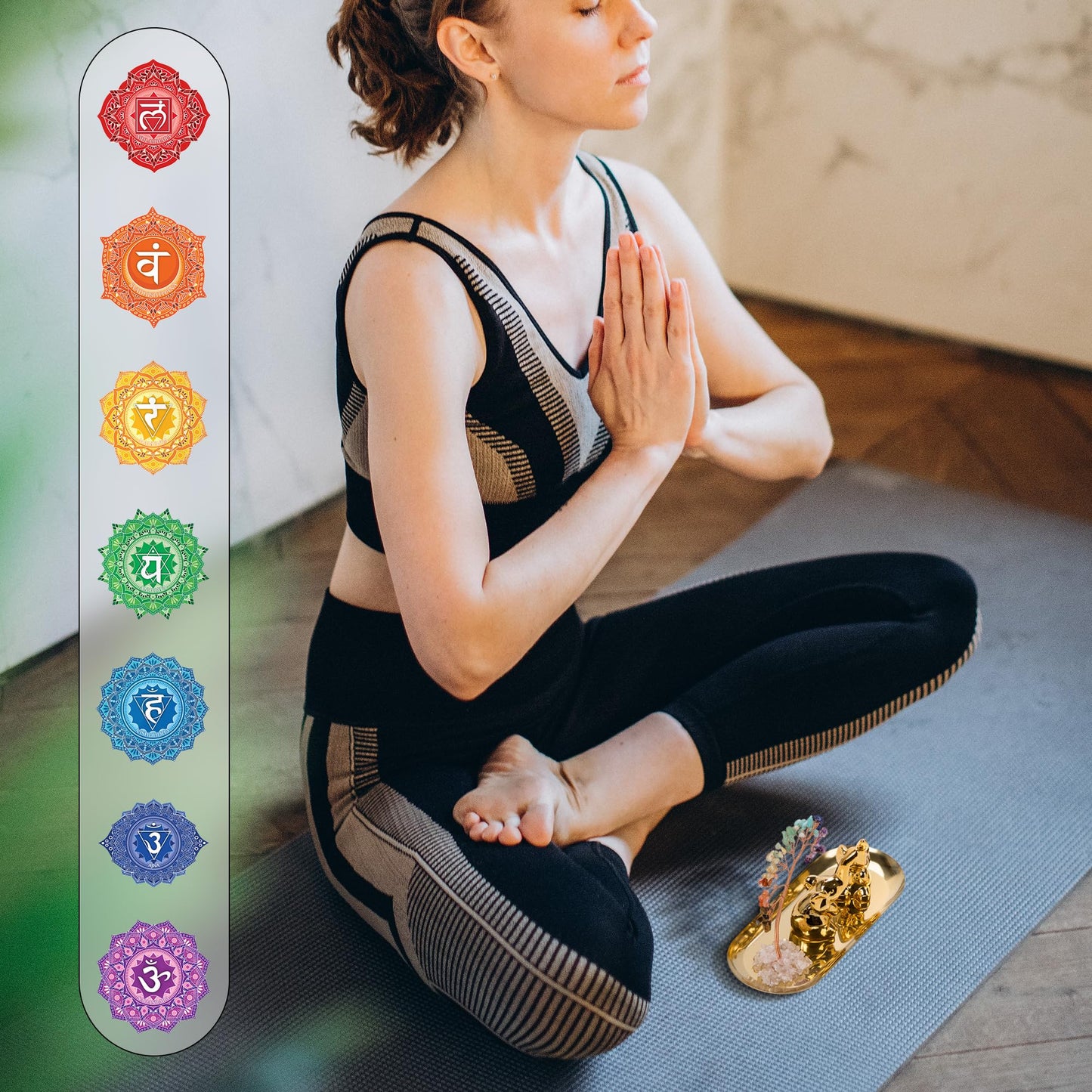ZenBless 7 Chakra Healing Crystal Tree Ceramic A Pair Elephant Decor Elephant Gifts for Women, Elephants Statues Home Decor, Yoga Meditation Zen Spiritual Room Home Shelf Decor Feng Shui Good Luck