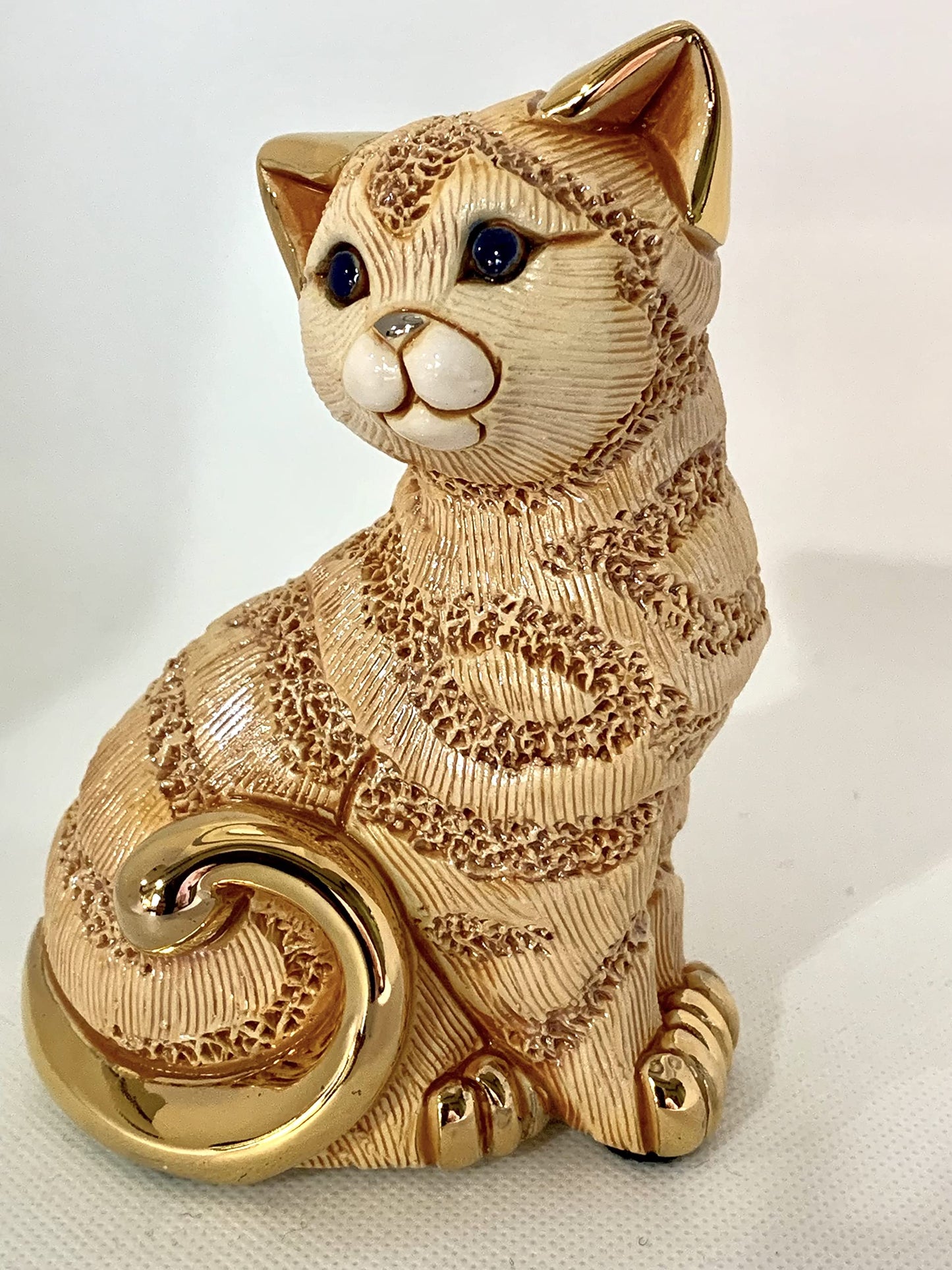 De Rosa Handmade Sculpted Ceramic Ginger Cat Figurine Family Collection