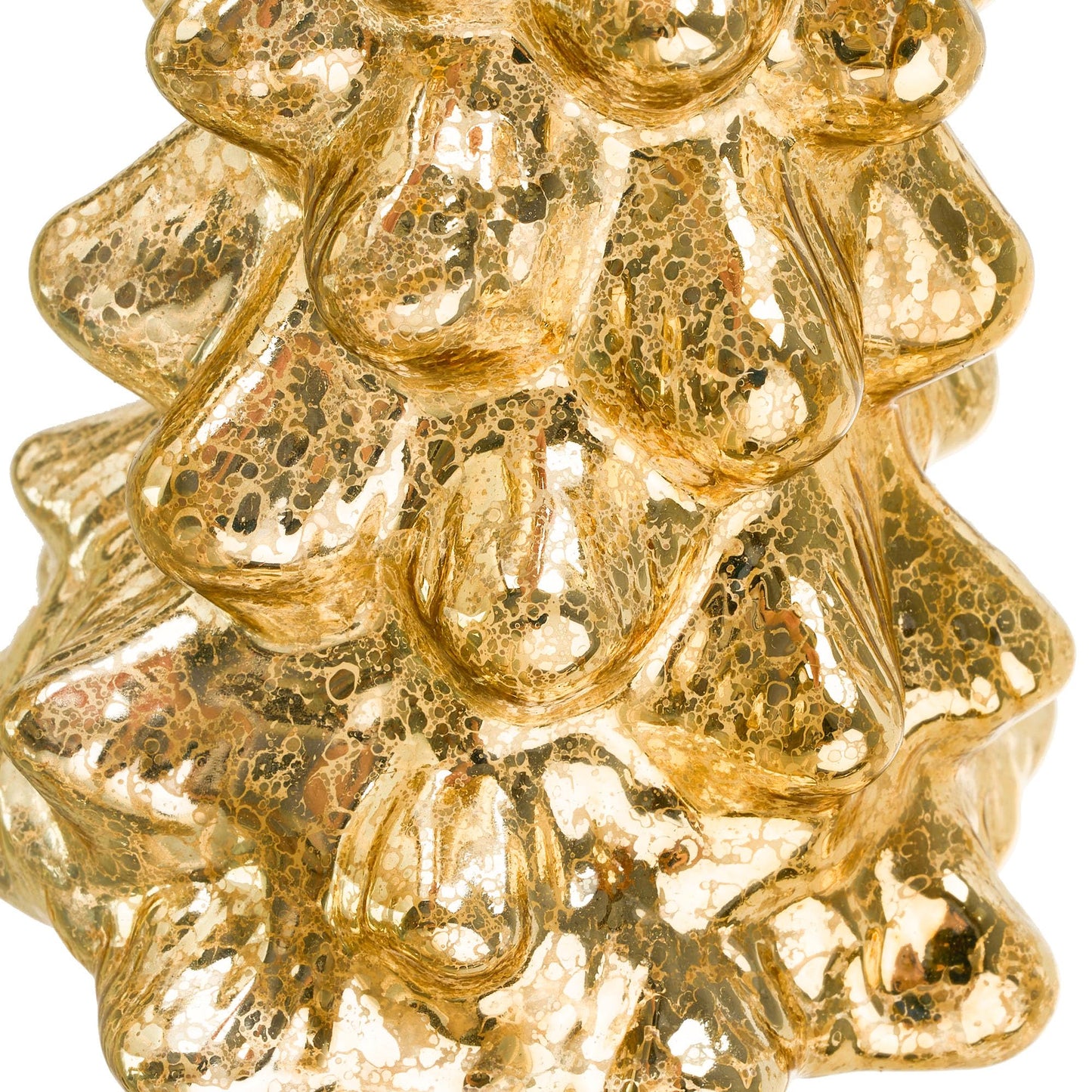 vskikris Set of 2 Mercury Glass Christmas Tree Set Gold Glass Christmas Trees Collectible Figurines with Led Indoor Table Centerpiece Decorations Mantel Gift