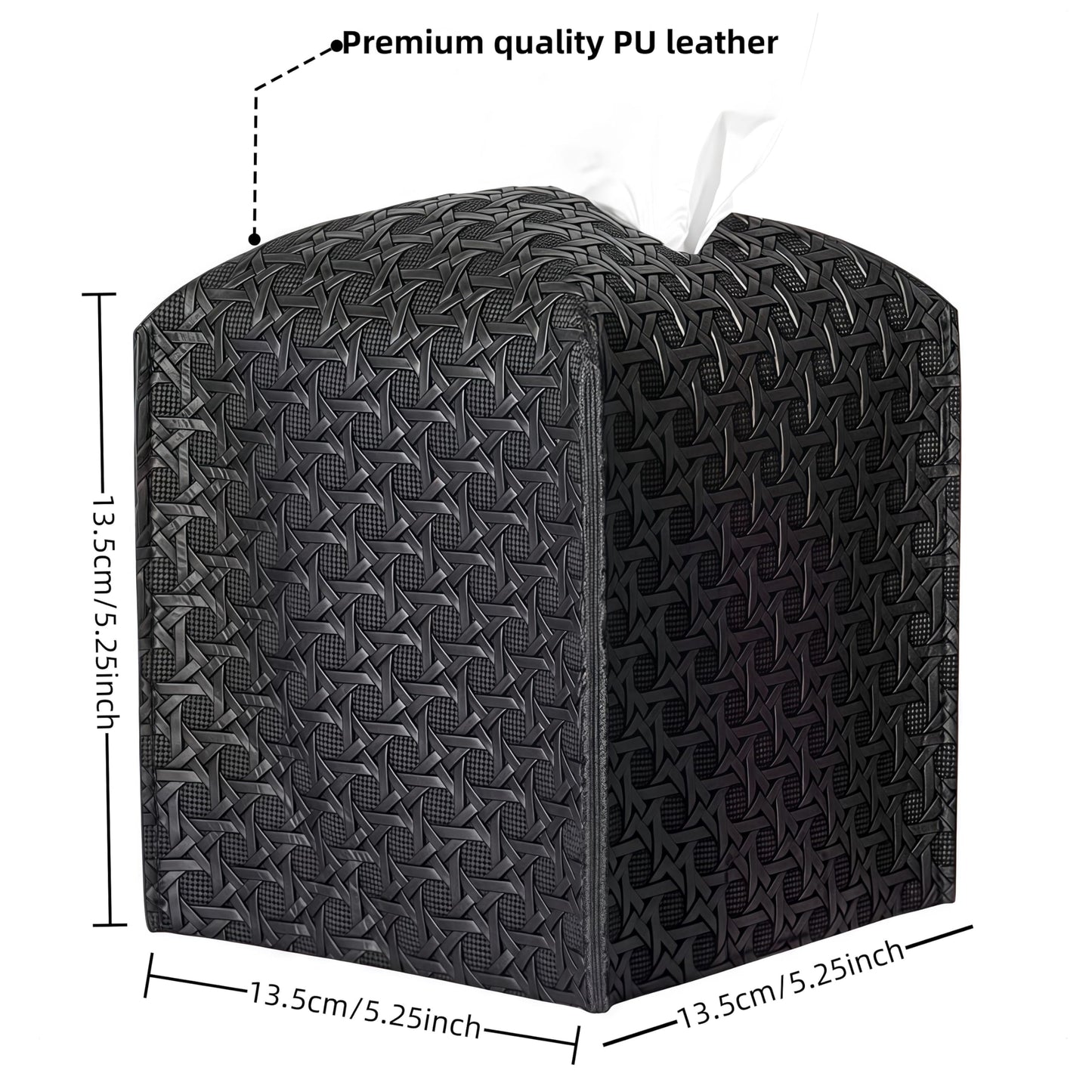 Crystal Mirror Tray with PU Leather Tissue Box Set - 2-Piece Bathroom Vanity Organizer, Decorative Perfume Tray and Tissue Holder for Bedroom, Living Room, Kitchen Countertop, Elegant Home Decor