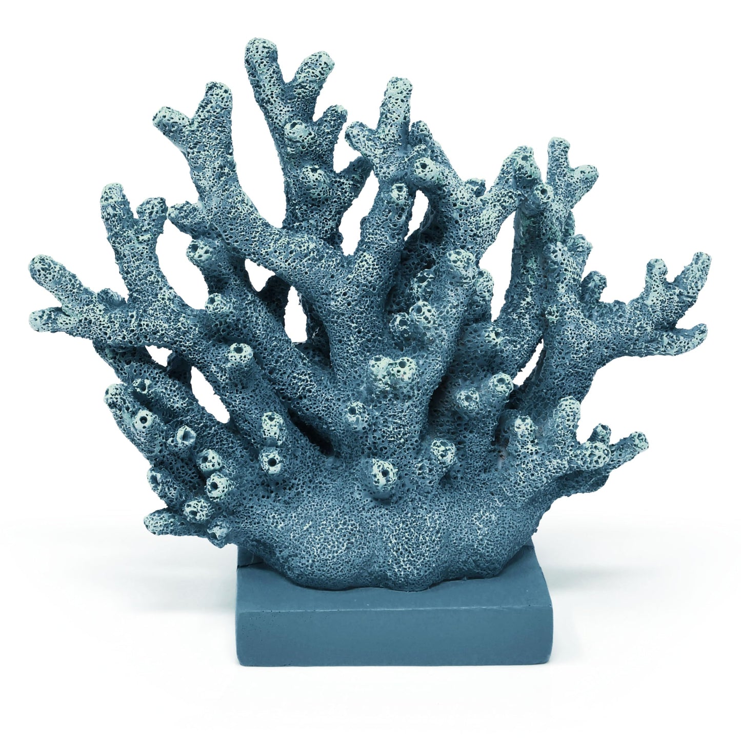 Gift Boutique Blue Coral Decor Coastal Tabletop Sculpture Nautical Beach House Accent Resin Ocean Reef Figurine Shelf Mantel Bathroom Living Room Decor