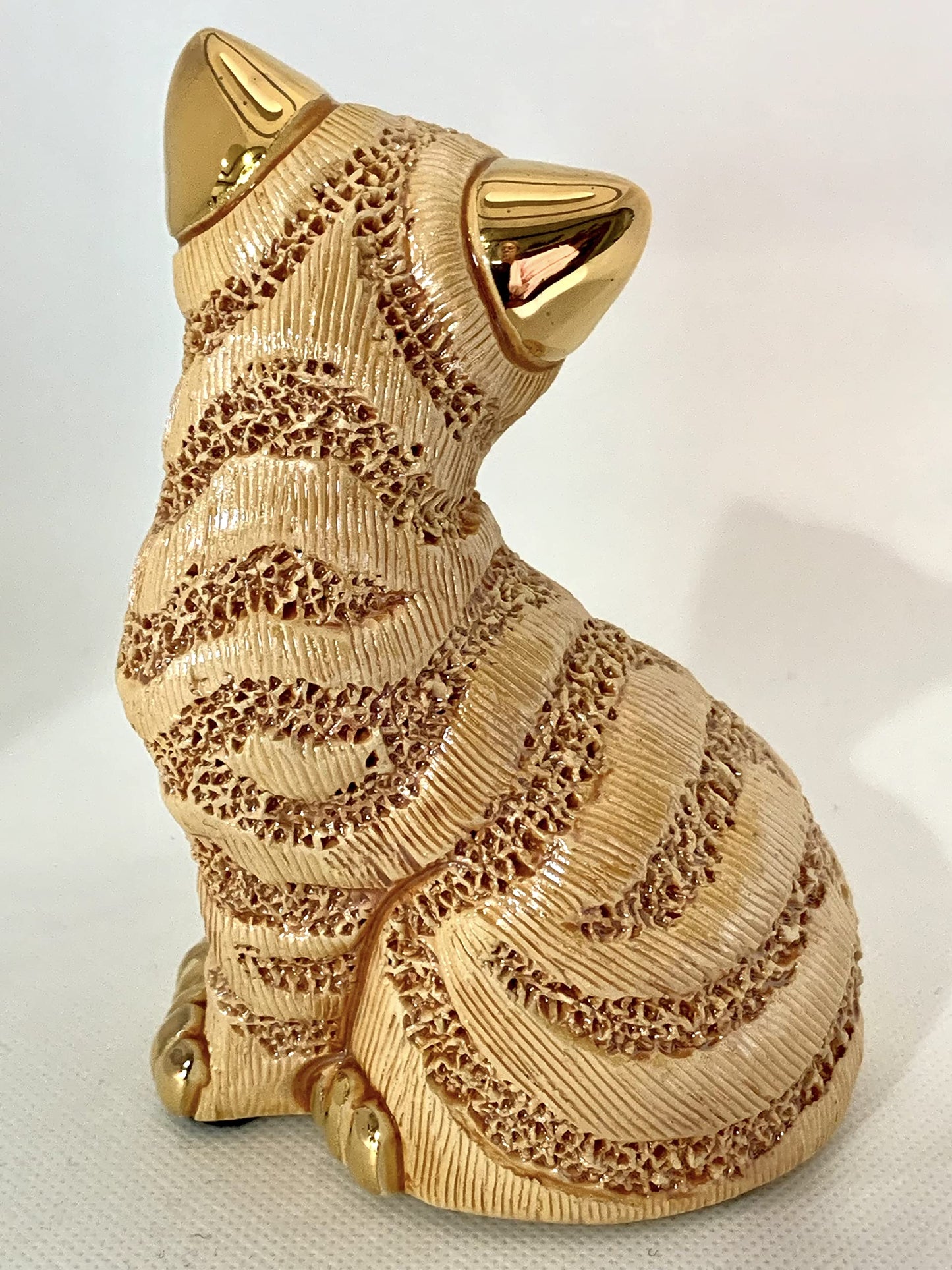 De Rosa Handmade Sculpted Ceramic Ginger Cat Figurine Family Collection