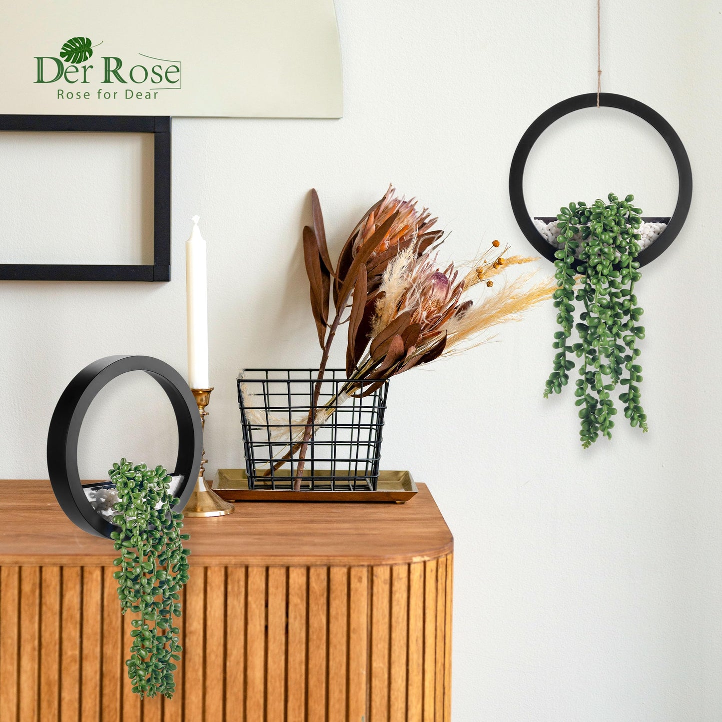 Der Rose Bundle of 4 Pack Fake Plants and 2 Pack Fake Plants Hanging for Home Office Farmhouse Decor
