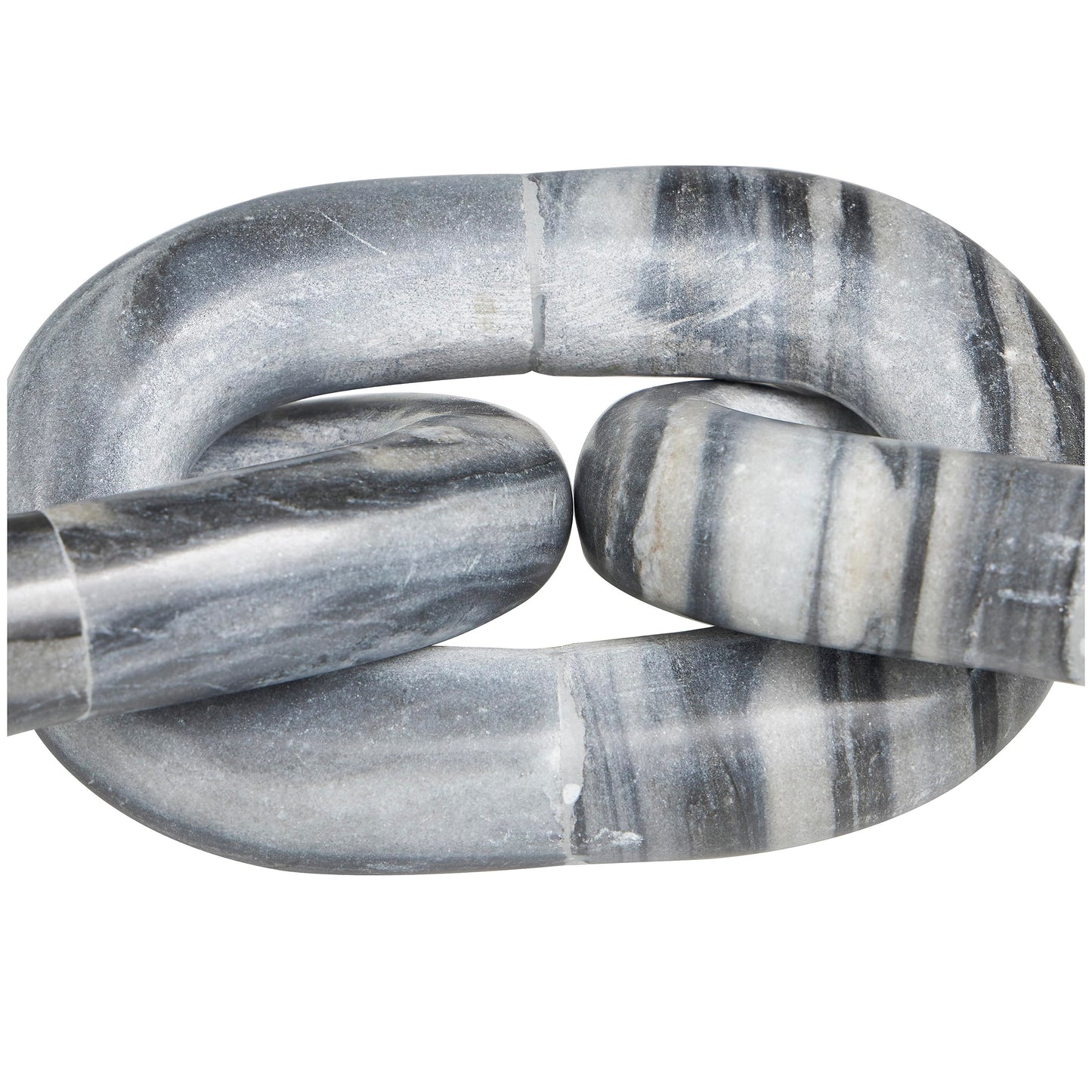 Deco 79 Marble Chain Handmade Decorative Sculpture Geometric 3 Link Home Decor Statue, Accent Figurine 13" x 4" x 3", Gray