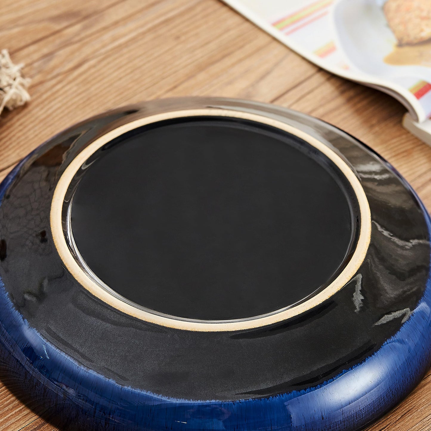 Swuut Transmutation Glaze Serving Pasta Bowl,10 inch Ceramic Wide Salad Bowls,50 Ounce Large Big Fruit Bowl for Kitchen, Microwave Oven Dishwasher Safe (Blue)