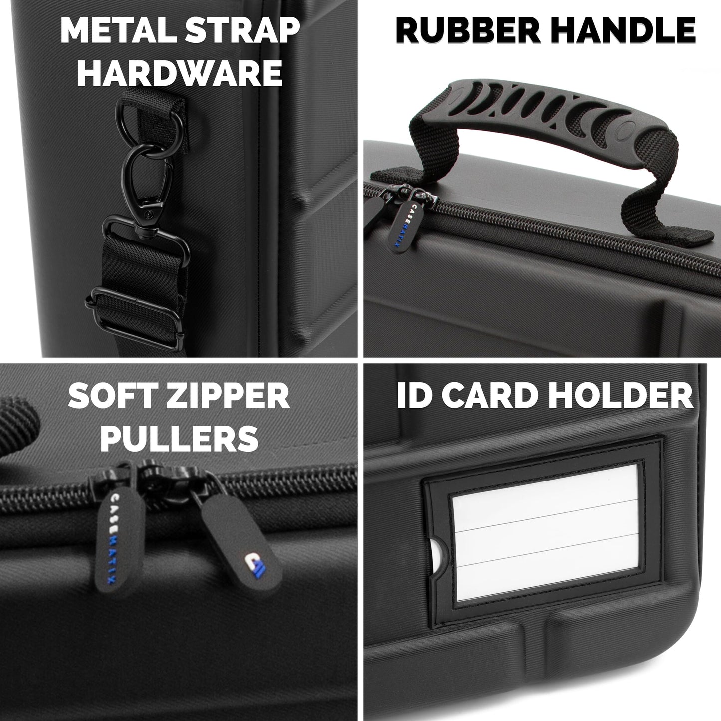CASEMATIX Rock Collection Travel Case - 144 Slot Rock Collection Box with Four Protective Foam Trays, Crystal Storage and Travel Case with Shoulder Strap and ID Card Holder!