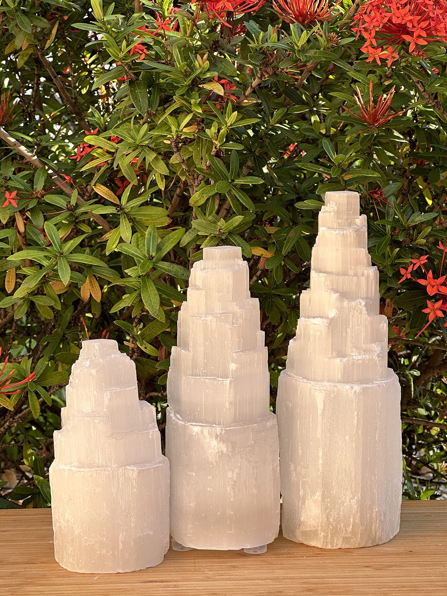 GAF TREASURES Selenite Skyscraper Tower Light – Natural White Healing Crystal, Choose Size 6", 8", 10", 12", 16" (8-9")