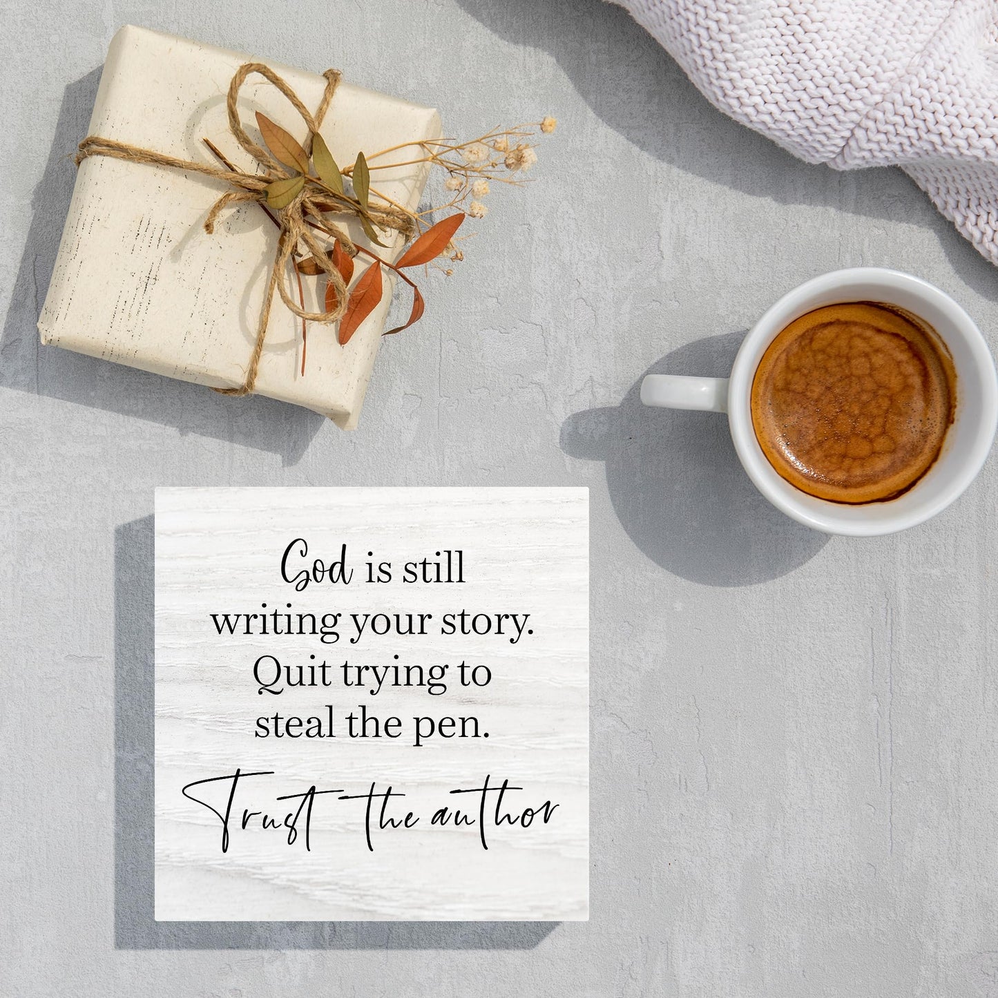 Zyzmasm Bible Verse Decor Box Sign for Home Church, God Is Still Writing Your Story Trust the Author, Christian Wooden Sign 5x5 Inches