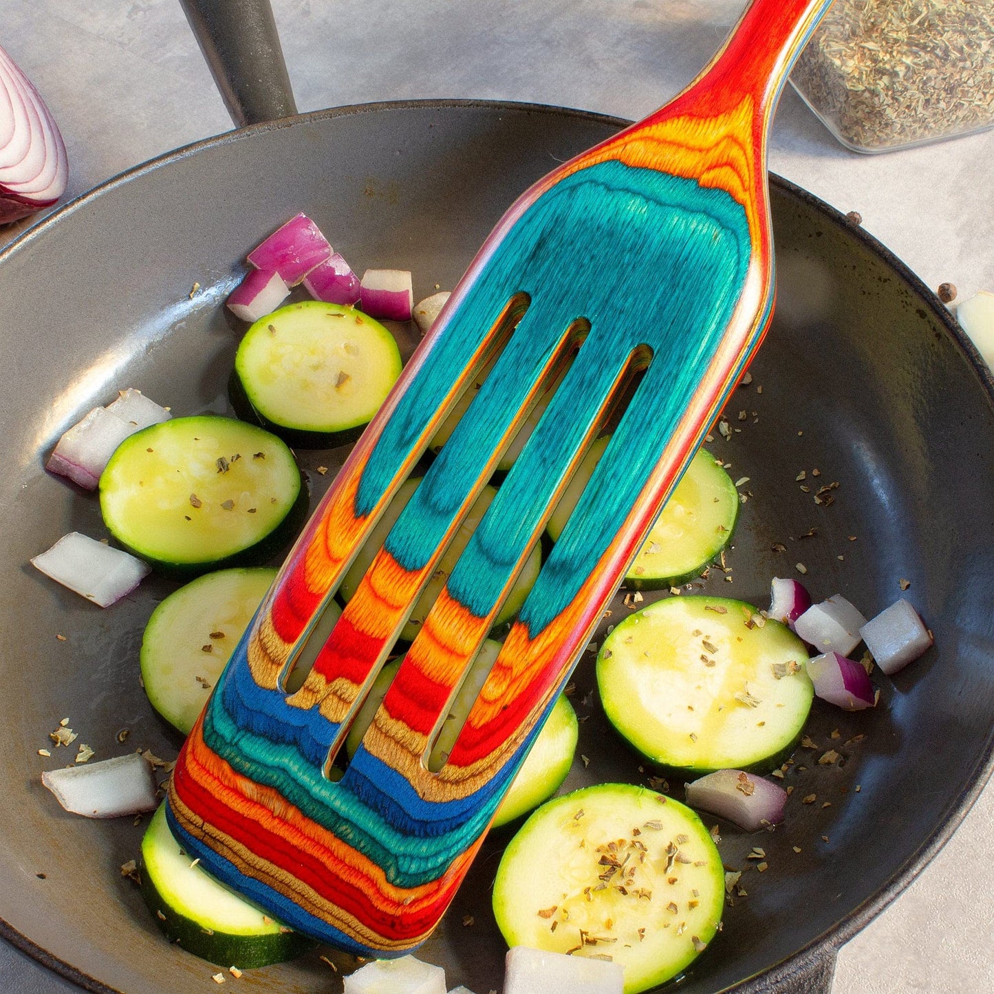 Baltique Montego Bay Collection 13" Wooden Spurtle Spatula – Colorful Birch Wood Cooking Utensil, Nonstick Safe, Versatile Stirring & Serving Tool