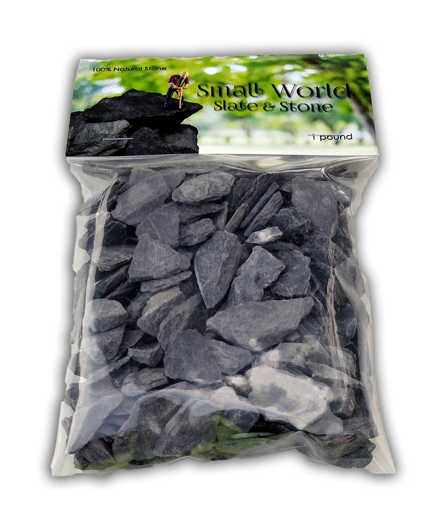 Natural Slate Stone -1/2 to 1 inch. Perfect Size for Miniature or Fairy Gardens, Aquariums, Reptiles, Terrariums, Model Railroads, Dioramas & Wargaming (2lbs Grey)