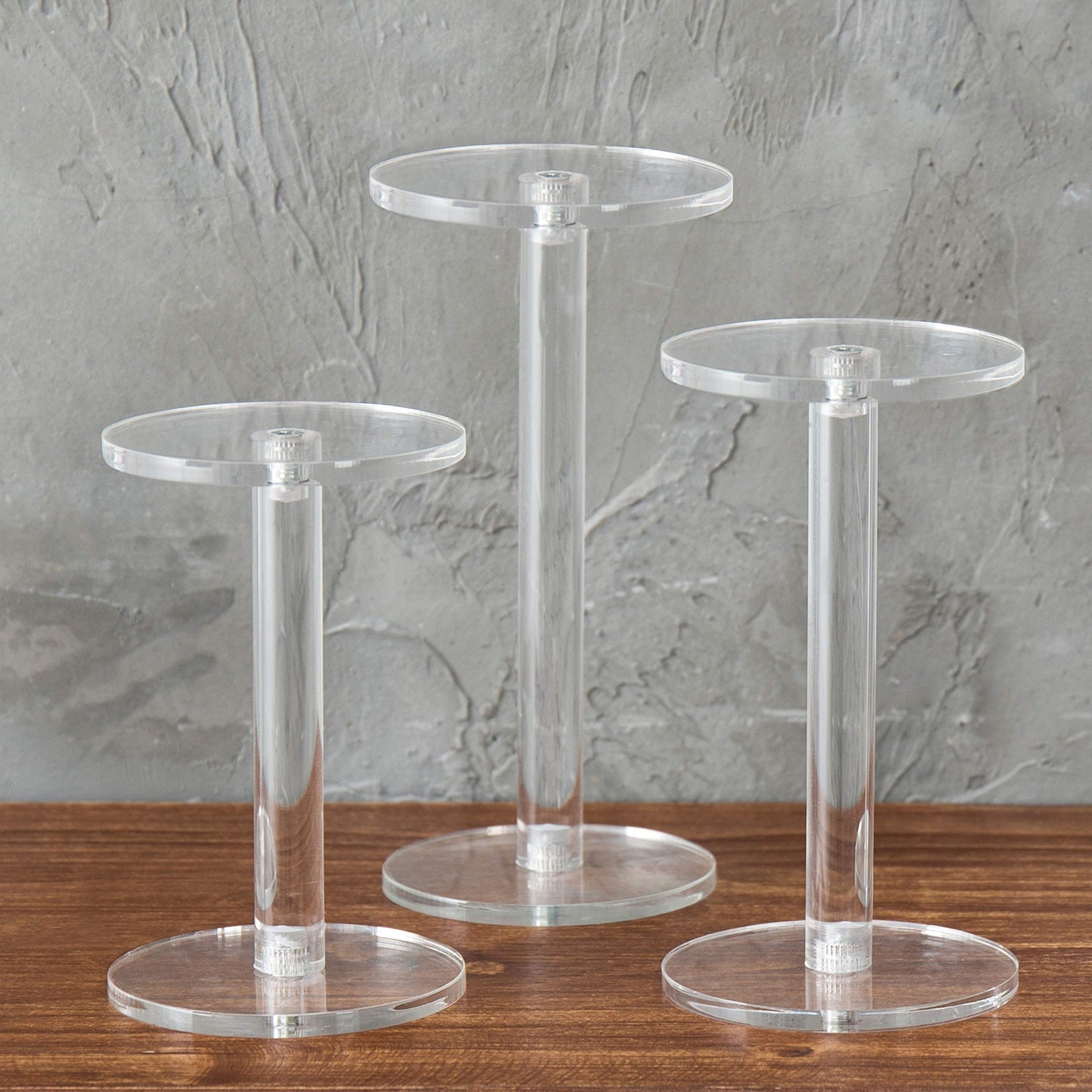 MyGift Acrylic Display Riser, Set of 3 Clear Round Acrylic Jewelry/Watch Display Pedestal Riser Stands