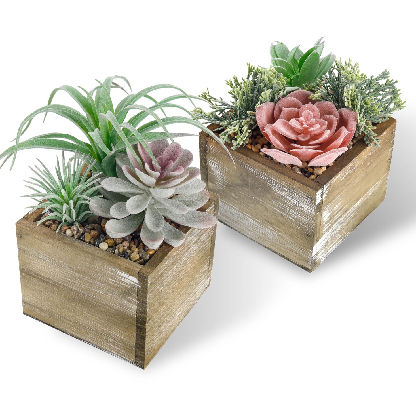 Der Rose Bundle of 2 Pcs Hanging Fake Plants and Set of 2 Fake Succulents Plants for Indoor Outdoor Home Bathroom Boho Wall Decor