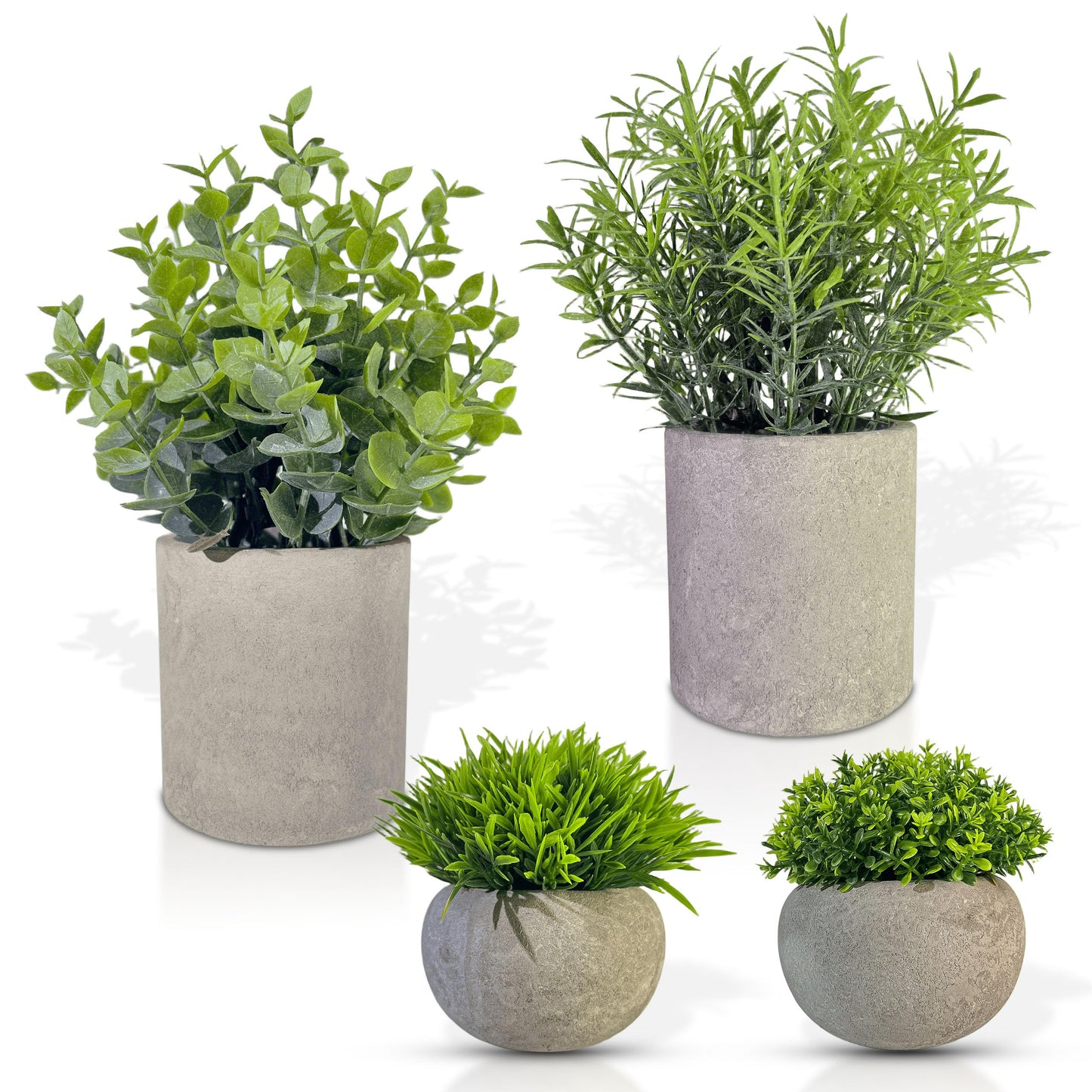 Sukoymi Small Artificial Plants in Pots, Faux Plants Indoor Small with Cement Pots for Desk, Shelf & Office Decor, Fake Plants Indoor Decorative Set of 4