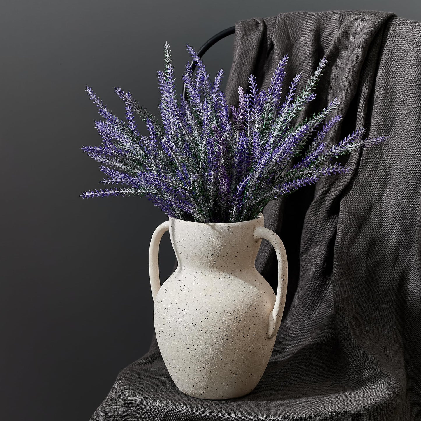 Emotionally Grounded Vase, Vaseking Large Ceramic Rustic Vase with 2 Handles, 8.6 inch Minimalist Decorative Farmhouse Vases for Home Decor, Living Room, Enterway, Table Decoration, Speckled White