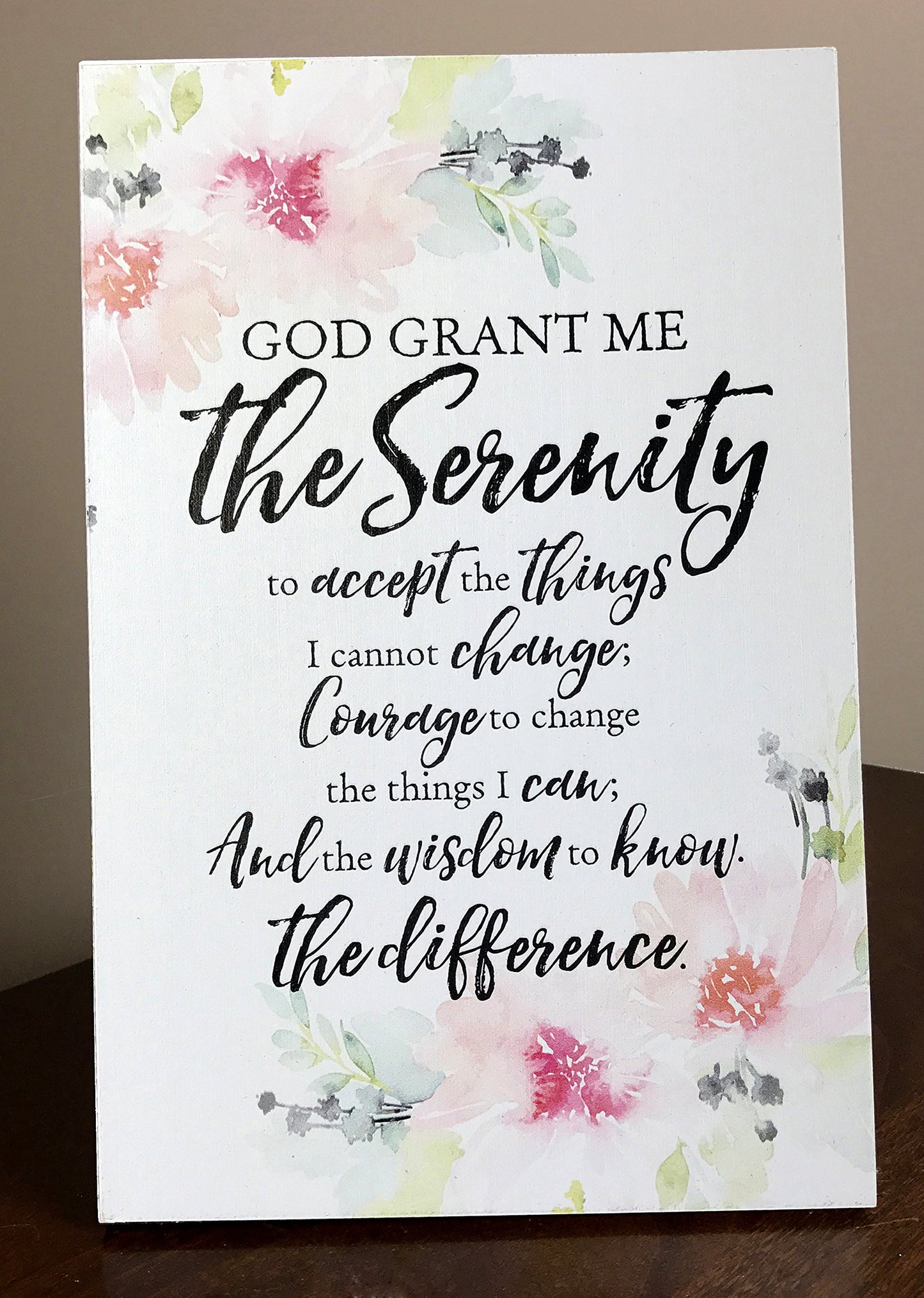 Serenity Prayer Plaque with Easel and Hanging Hook - God Grant me the Serenity - Life, Courage, Wisdom and Motivational Christian Religious Home Decoration Frame | Suitable for Wall - Tabletop Decor