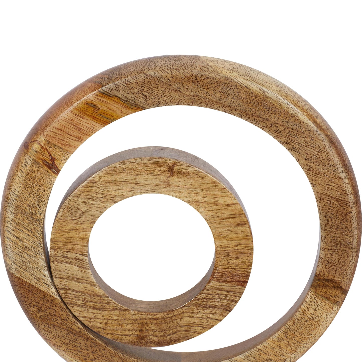Deco 79 Mango Wood Geometric Decorative Sculpture Circle Home Decor Statue with Marble Stand, Accent Figurine 9" x 4" x 13", Brown