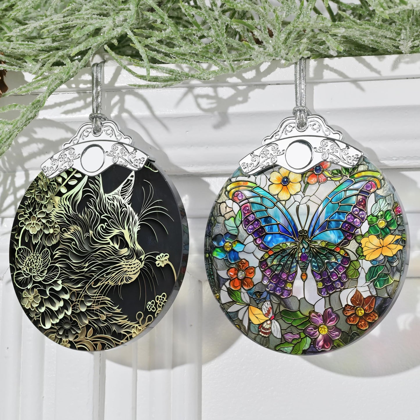 3" Stained Glass Christmas Decoration, Christmas Ornaments, Heirloom Keepsake, Gift Exchange, Gift Idea, Bauble Present - Persian Cat