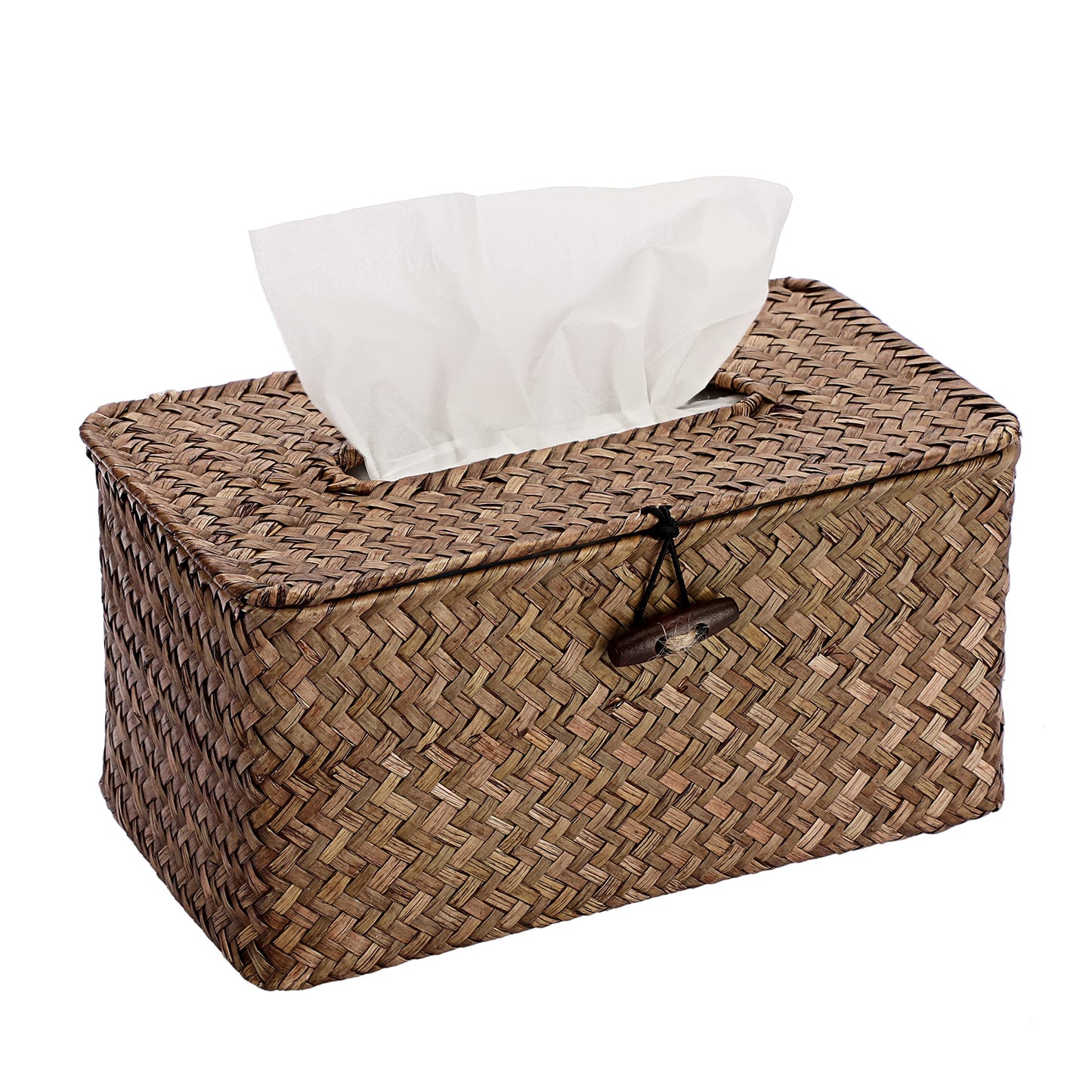 Sumnacon Tissue Box Cover Large Rectangle Tissue Box Seagrass Tissue Box Holder Woven Tissue Holder Decorative Tissue Cover for Bathroom Tissue Box Cover Rectangular for Home Office Table Coffee
