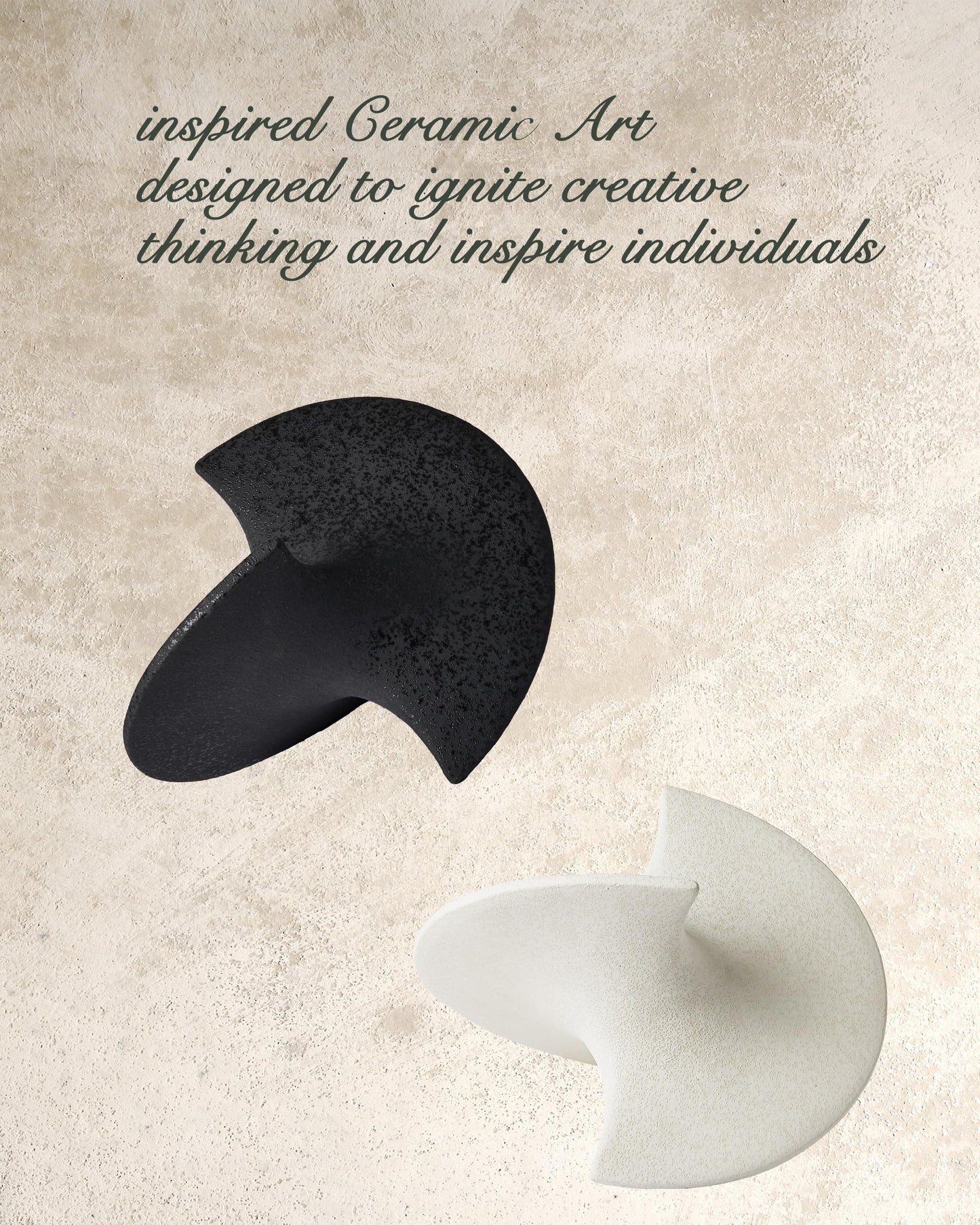 UPWOIGH Black Ceramic Inspired Decor, 5.12x7.28x5.12 in Handmade Premium Personalized Ceramic Balancing Sculpture for Living Room,Table Décor,1Pack