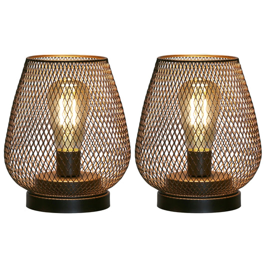 JHY DESIGN Set of 2 Metal Cage LED Lantern Battery Powered Cordless Accent Light with LED Great for Weddings Parties Patio Events for Indoors Outdoors