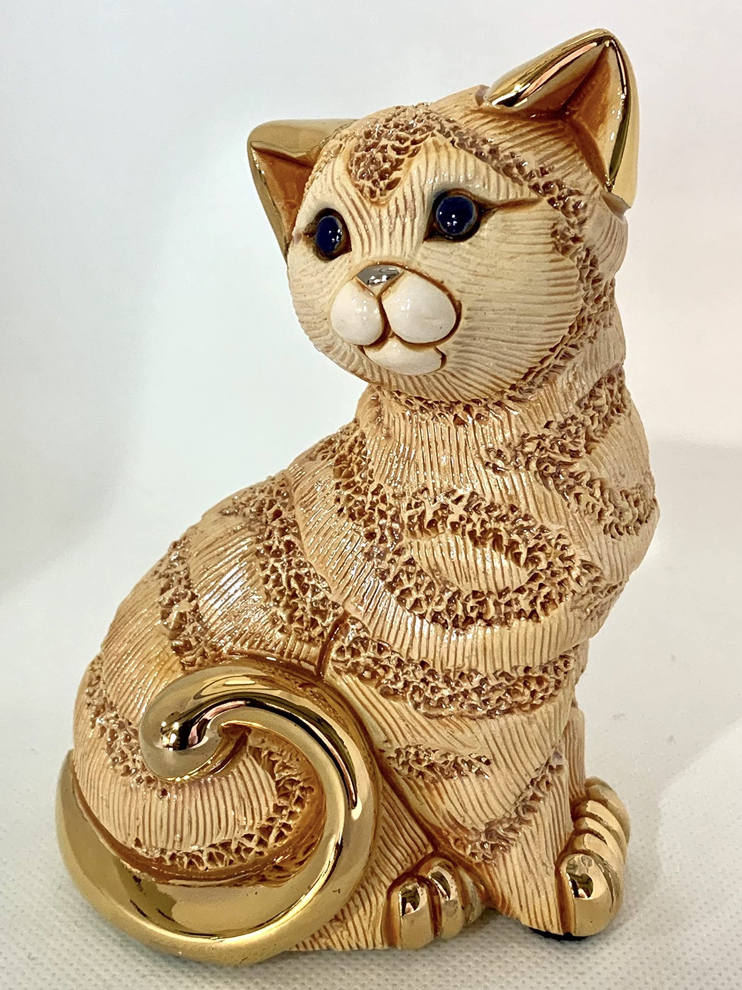 De Rosa Handmade Sculpted Ceramic Ginger Cat Figurine Family Collection
