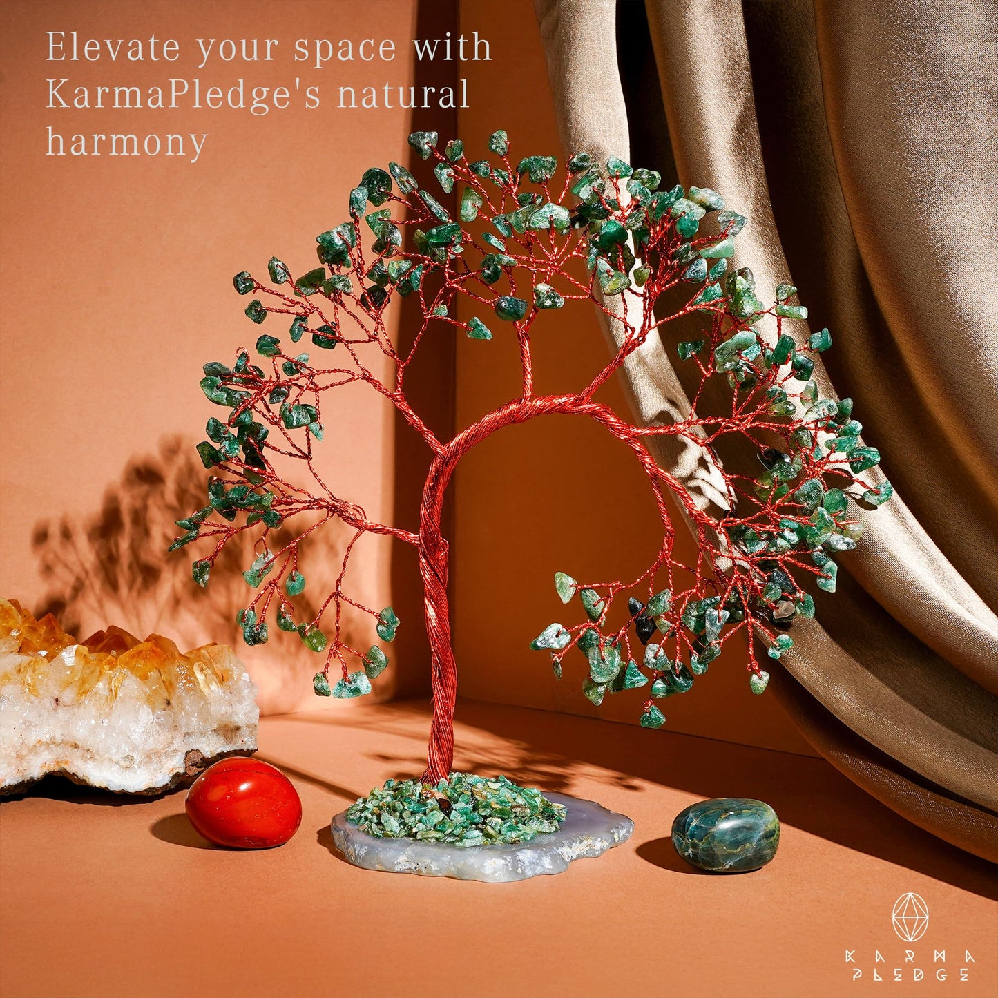 Green Aventurine Crystal Tree of Life, 7 Chakra Healing Crystals Trees, Handcrafted Money Bonsai Tree, Feng Shui Decor, Home and Office Desk Decoration for Positive Energy & Wealth, Spiritual Gifts