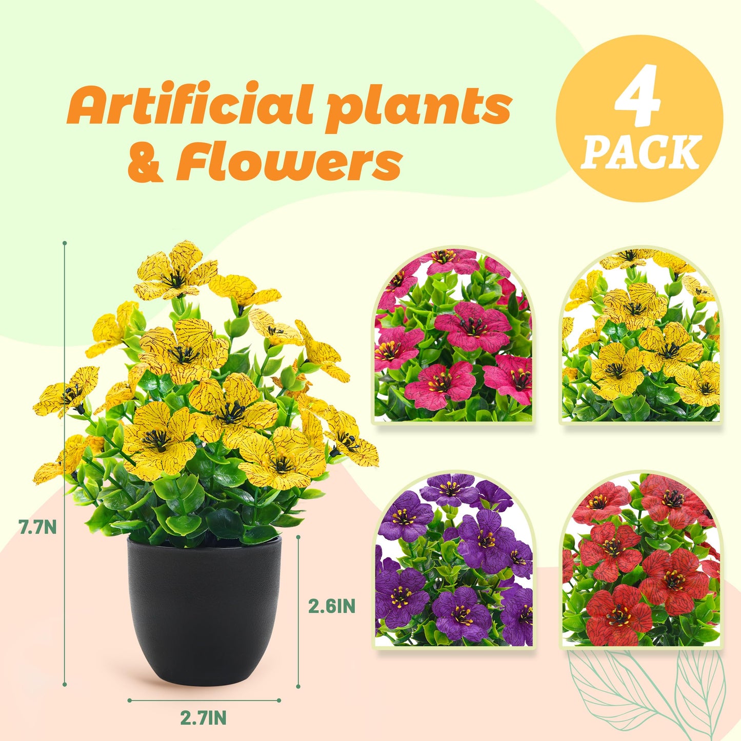 Der Rose Bundle of 4Pcs Fake Plants Hanging and 4 Pack Small Fake Plants for Living Room Bedroom Boho Wall Shelf Indoor Outdoor Decor
