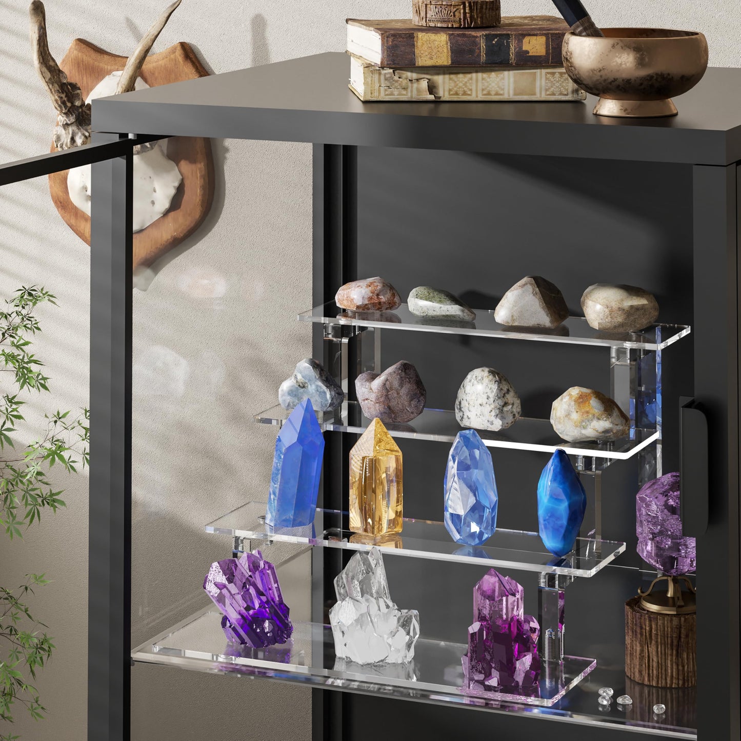 WINKINE Acrylic Display Shelves, Perfume Stand, 4 Tier Figurine Riser Shelf, Cupcake Stand Makeup Display Riser, Clear Cologne Organizer for Bedroom, Cabinet, Countertop, Desktop, 2 Pack