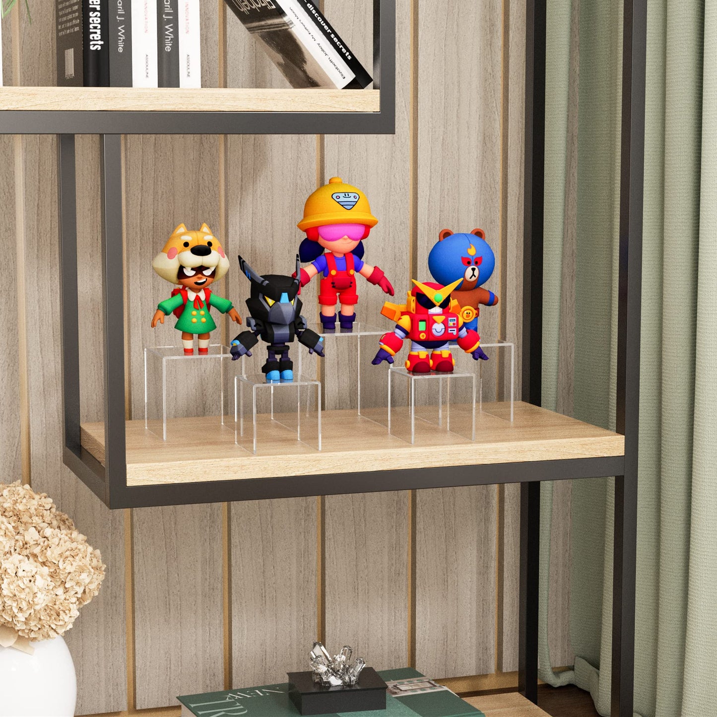 Sezanrpt Square Acrylic Shelf Risers 3pcs, Acrylic Dessert Table Display Set, Clear Acrylic Showcase Collectibles Display Shelf for Funko Pop, Cupcake, Toys, Watches, Table Decorations - 4''x5''x6''