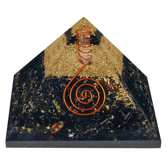 Chakra Healing Crystal Pyramid, Unique Birthday Gifts for Womens, Mom, Love One, Black Tourmaline Orgonite Orgone Pyramid for Meditation, Balance, Positive Energy, Success, Office Desk Decor