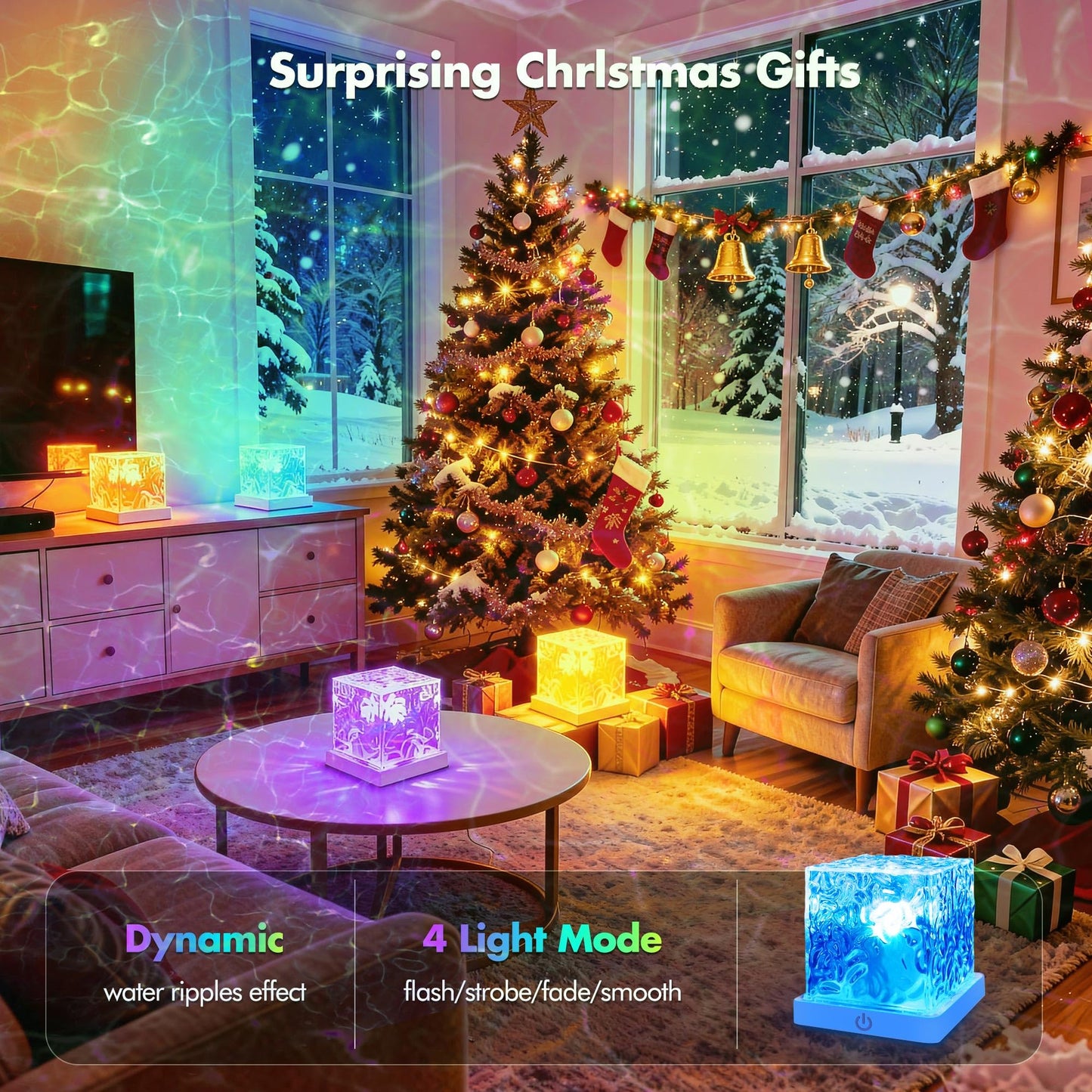 Loscarol Shower Light No Wiring, Rechargeable 16 Color Ocean Wave Projector Light, Dimmable Waterproof Shower Lamp with Remote, Ocean Lamp for Shower, Bathroom Night Light, Birthday Gifts for Girl