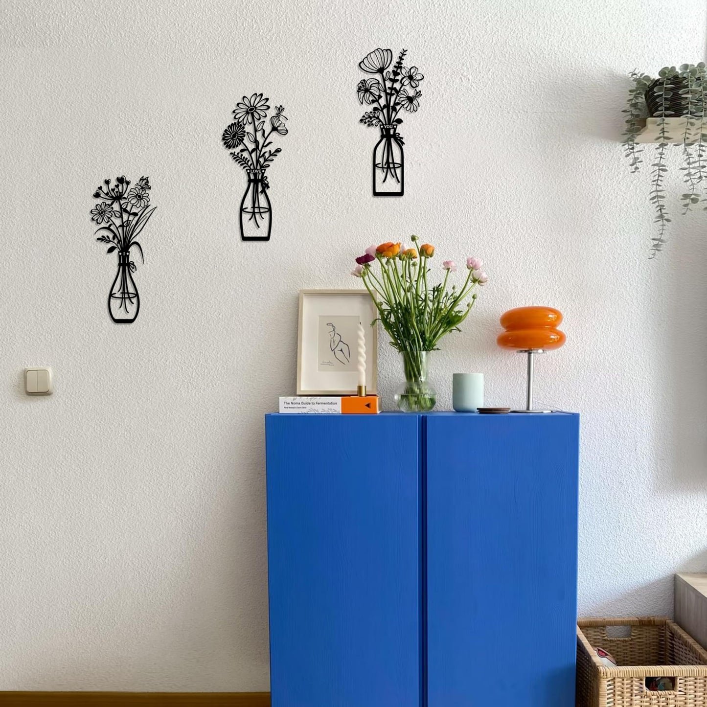 RIJINDOUJIN 3 Pieces Metal Flowers Wall Art Decor, Farmhouse Minimalist Bathroom Wall Decors Sculptures for Living Room Dining Room Bedroom Housewarming Gifts