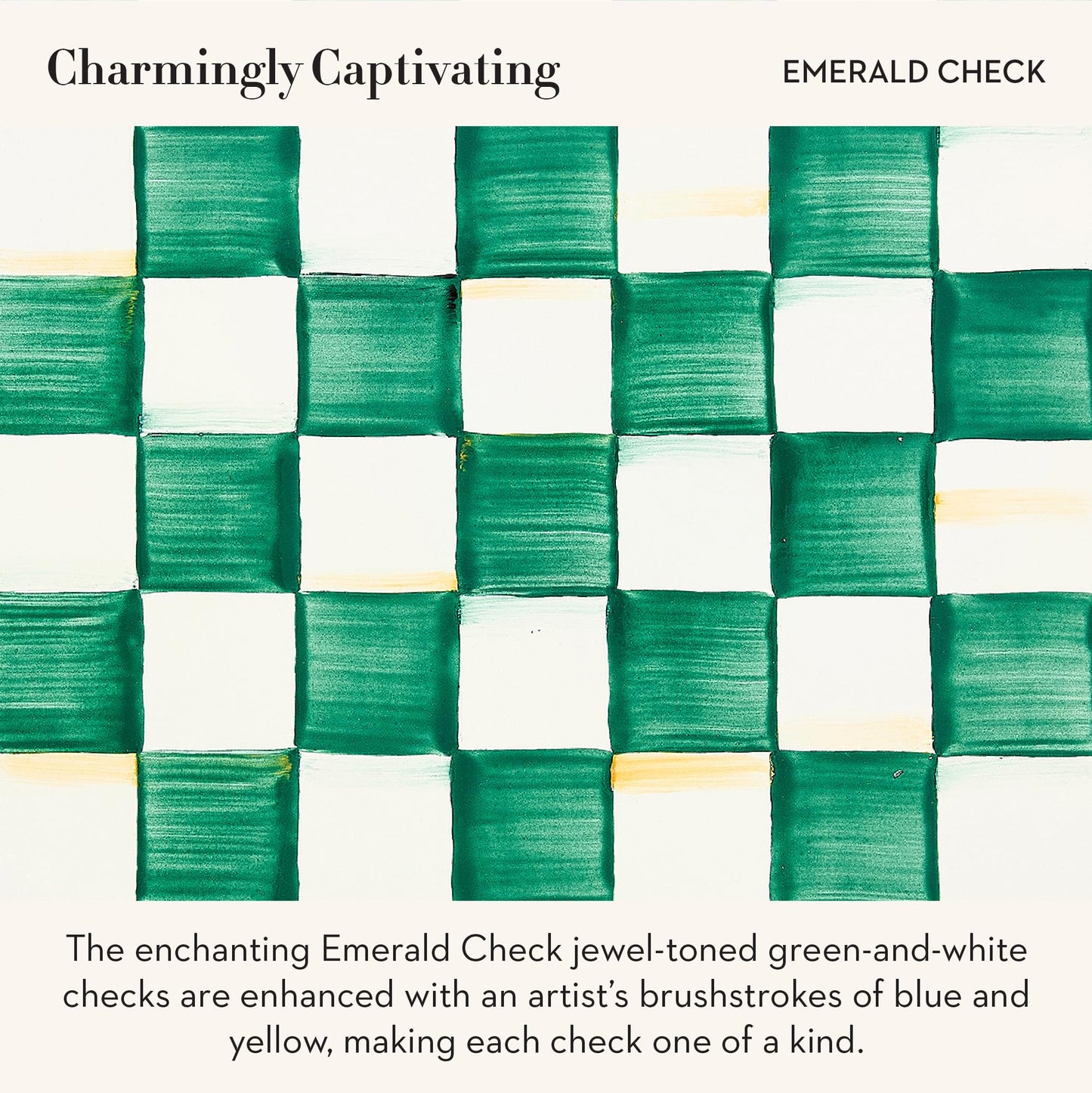 MACKENZIE-CHILDS Enamel Curiosity Pot, Decorative Container for Home Decor, Green-and-White Emerald Check