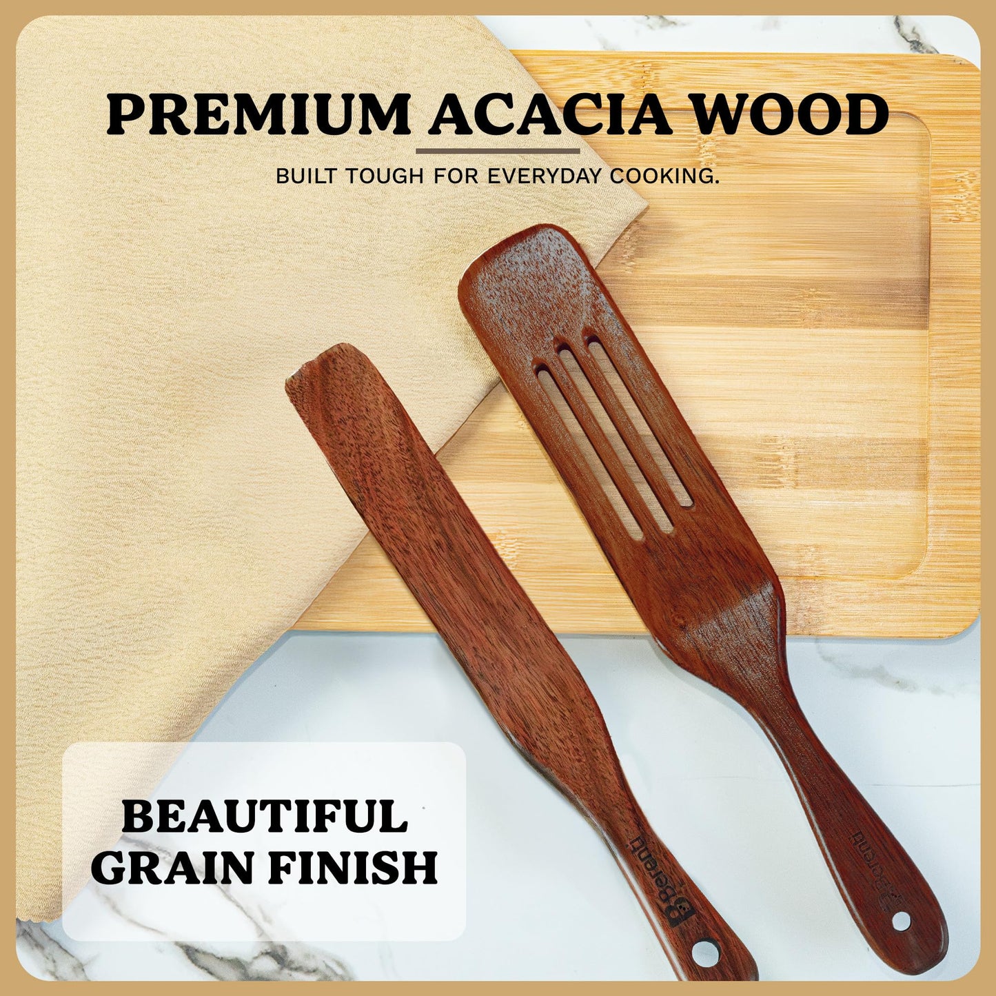 5-Pieces Wooden Spurtle Set – Acacia Wood Kitchen Tools for Cooking, Mixing & Stirring – Non-Stick Safe Spurtle Spatula Set