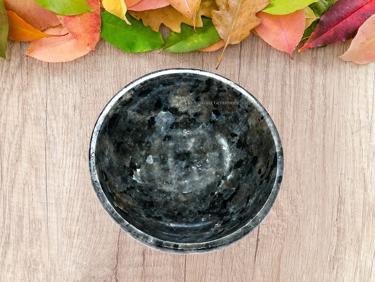 Larvikite Crystal Bowl - 2 Inch Decorative Bowls for Room and Home Decor - Gemstone Healing Crystals for Elegant Display, Positive Energy Balance and Gift