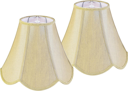 GO&SO Gold Lamp Shade Medium Bell Lamp Shades 2pc Edge Petal Braid Design Scalloped Lamp Shade,6"Top x 13"Bottom x 10.6"Vertical Height (Spider) Replacement Lampshades for Table Lamps - Easy Assembly