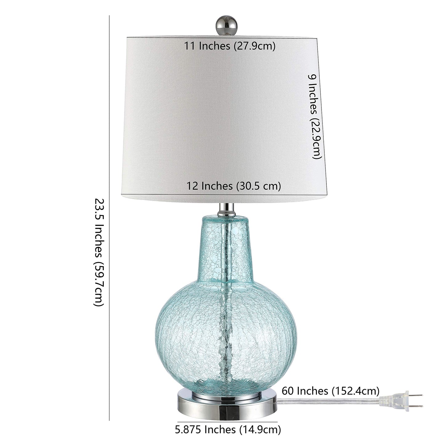 Safavieh Lighting Collection Atlas Blue Crackle/ Light Grey Shade 24-inch Bedroom Living Room Home Office Desk Nightstand Table Lamp (LED Bulb Included)
