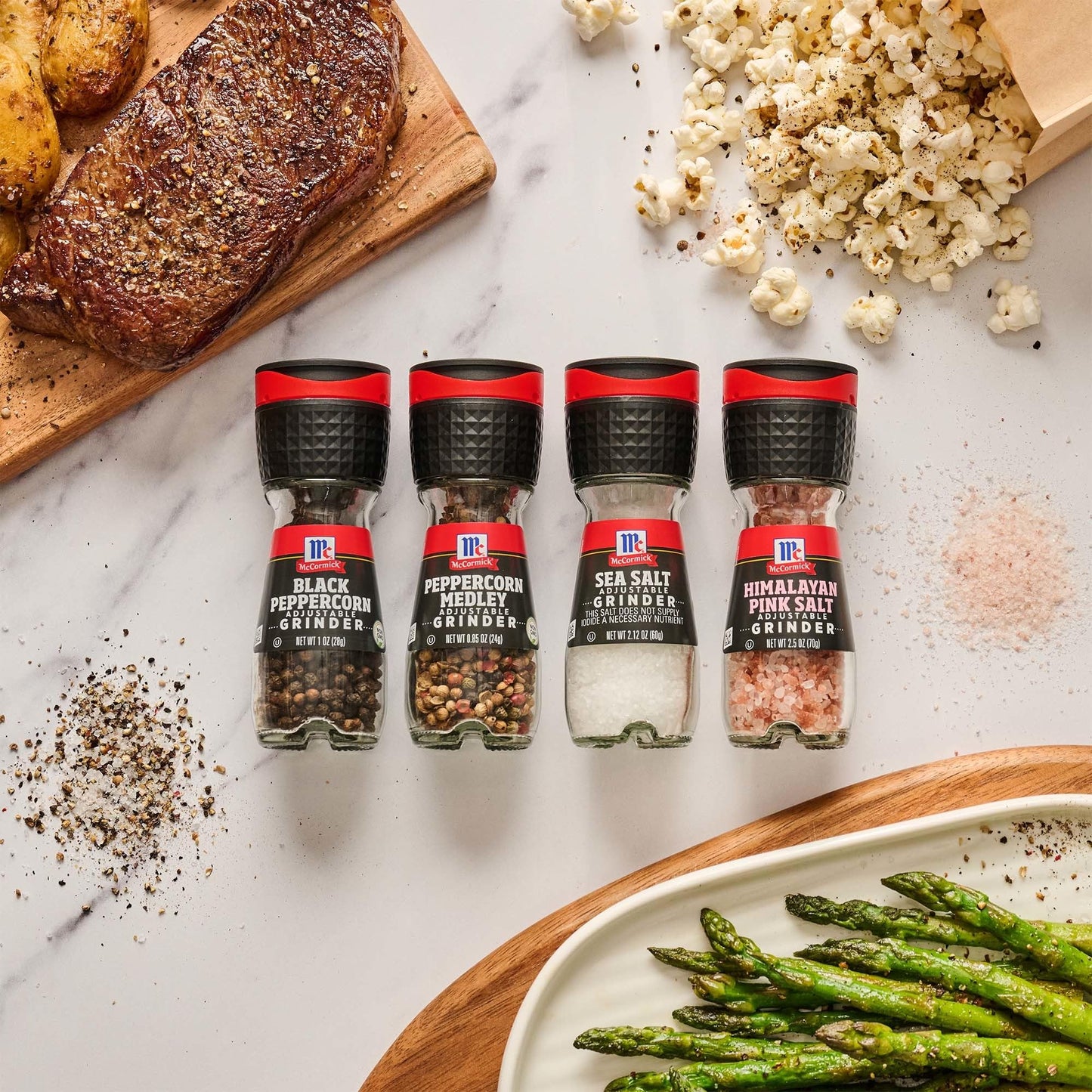 McCormick Grinder Essentials Variety Pack, Non GMO, Varieties Include Black Peppercorn, Himalayan Pink Salt, Peppercorn Medley & Sea Salt, 6.47 oz
