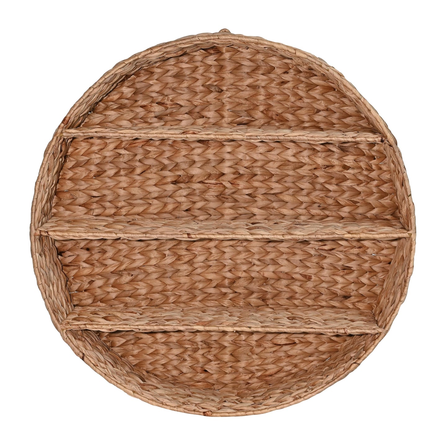 happimess WRK1000A Annulus 24.5" 3-Shelf Circular Handwoven Hyacinth Wall Rack for Entryway, Bedroom, Living Room, Guest Room, Natural