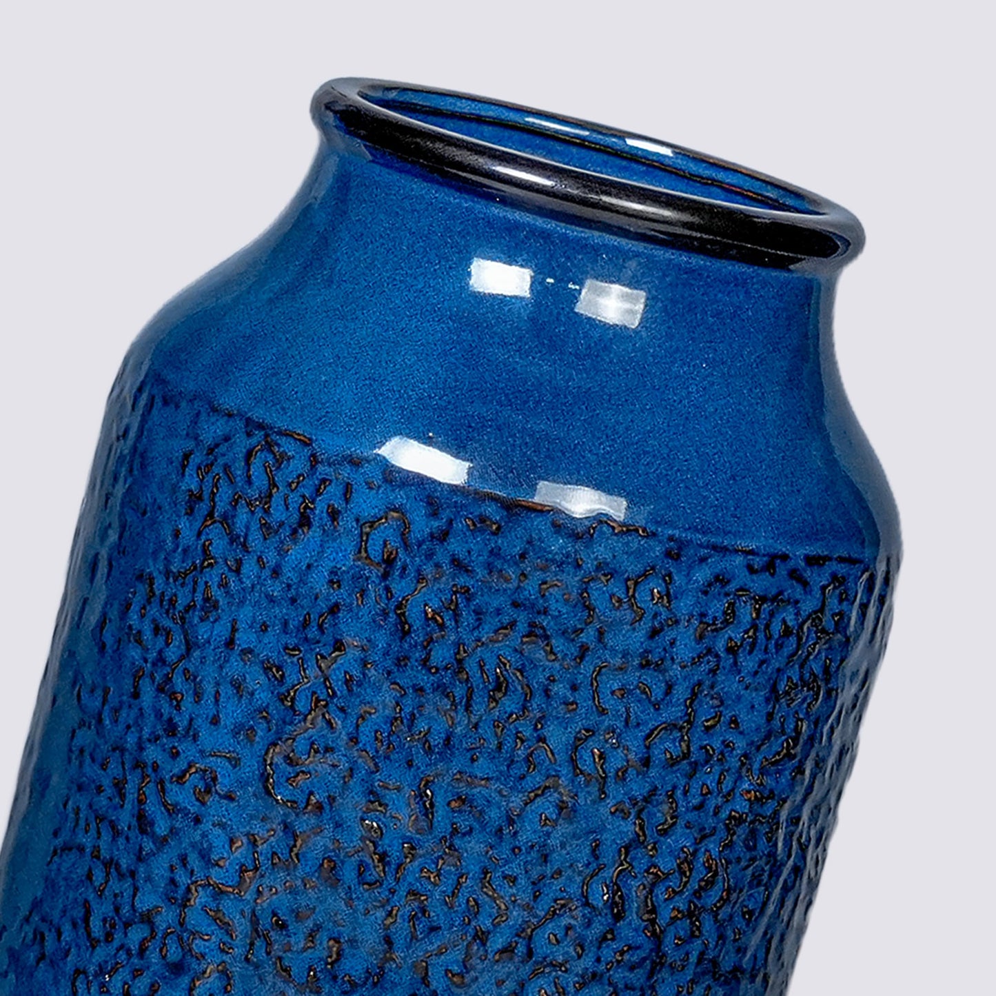 Wancetang Blue Vase for Decor, 9 inch Ceramic Flower Vase, Modern Decorative Vases Home Decor, Bathroom Bedroom Office Living Room Shelf Decoration