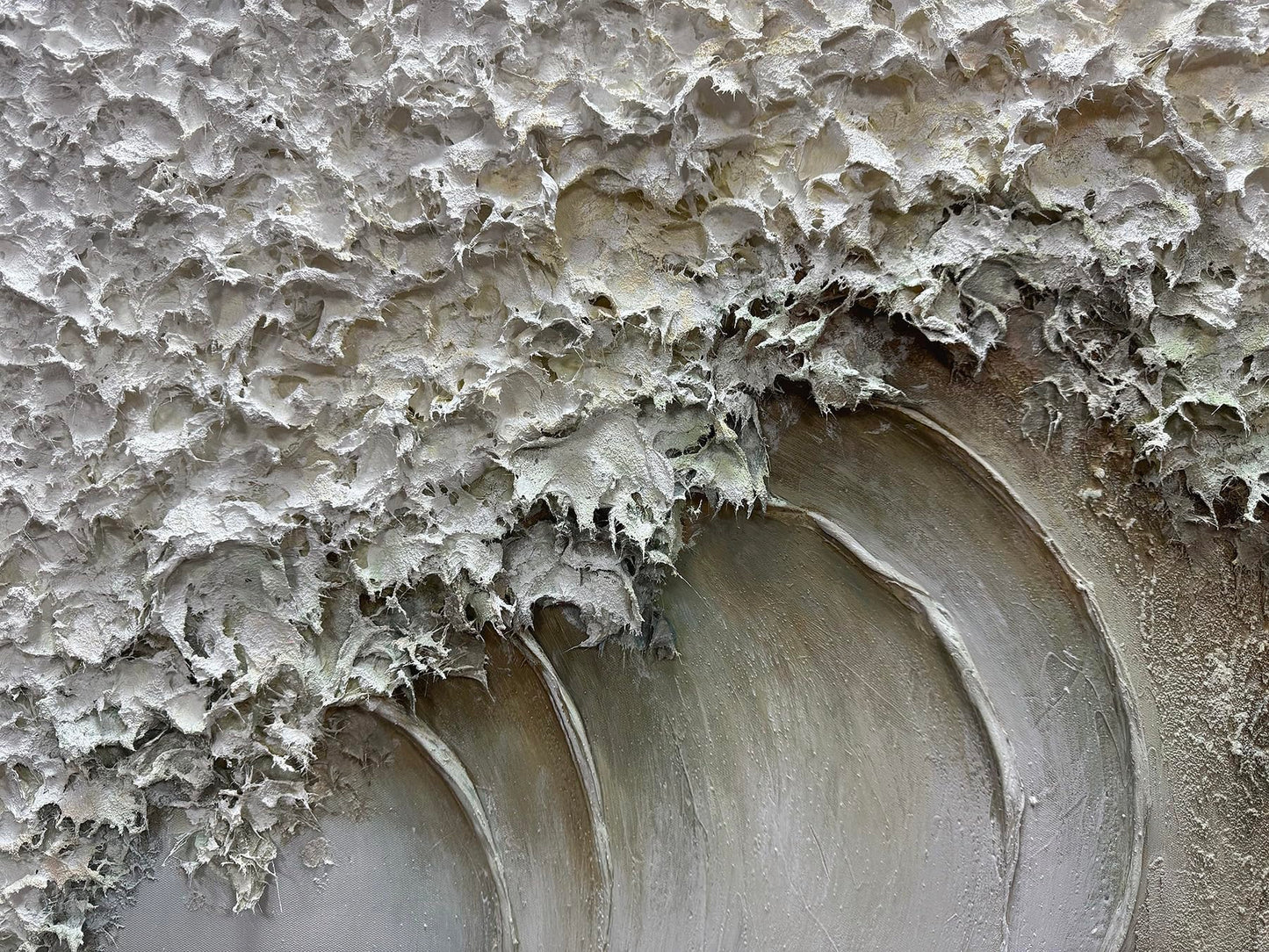 V-inspire 3D Textured Ocean Wave Canvas Wall Art, 30 x 45 inches, Hand-Painted with Wood Frame, Modern Abstract Grey