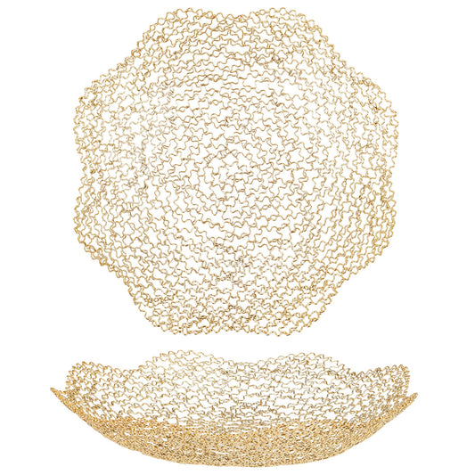 IBWell Decorative Dish for Home Decor and Centerpieces - Gold Vegetable Fruit Bowl Basket(Large) for Kitchen Counter， Table Centerpieces for Dining Room and Living Room Decor (Gold, Large)
