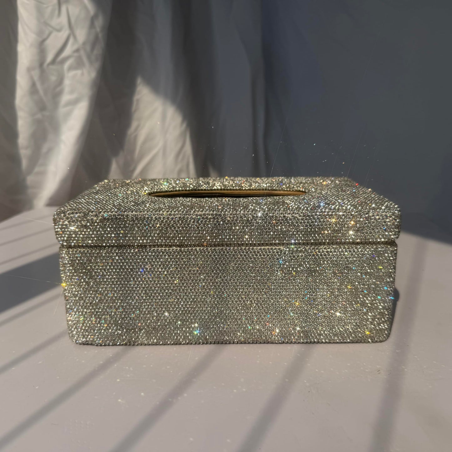 Rhinestone Crystal Tissue Box Holder, Rectangle Shape, Decorative Sparkle Tissue Dispenser